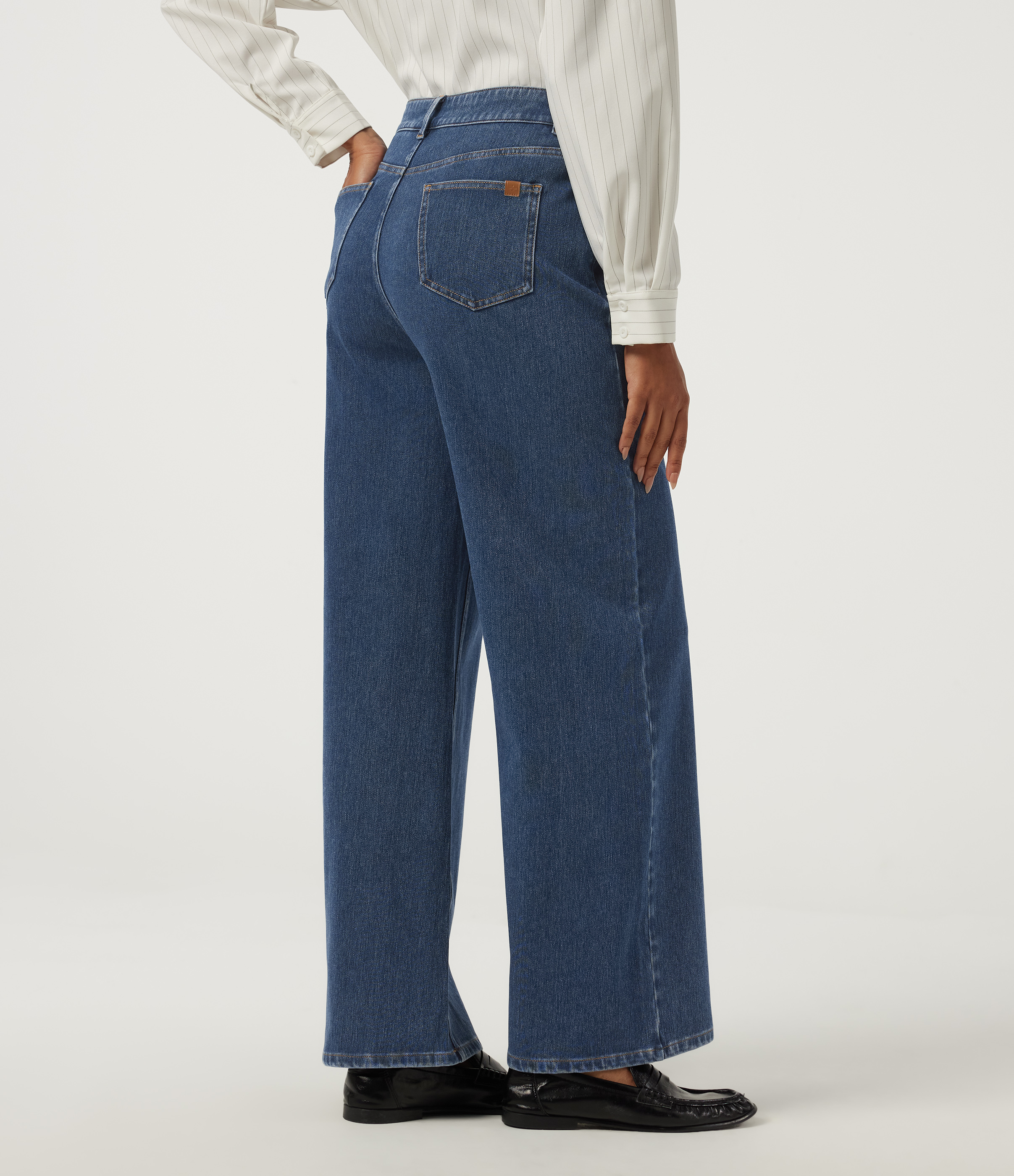Estate Blue Denim Halara Flex™ High Waisted Wide Leg Casual Jeans with Pockets / 2