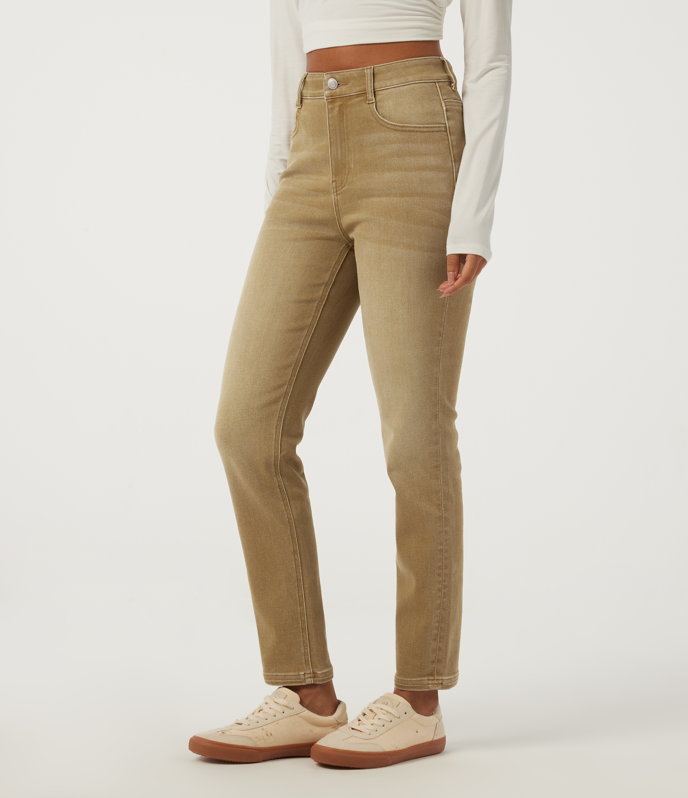Jean skinny coloré taille haute, décontracté, avec poches