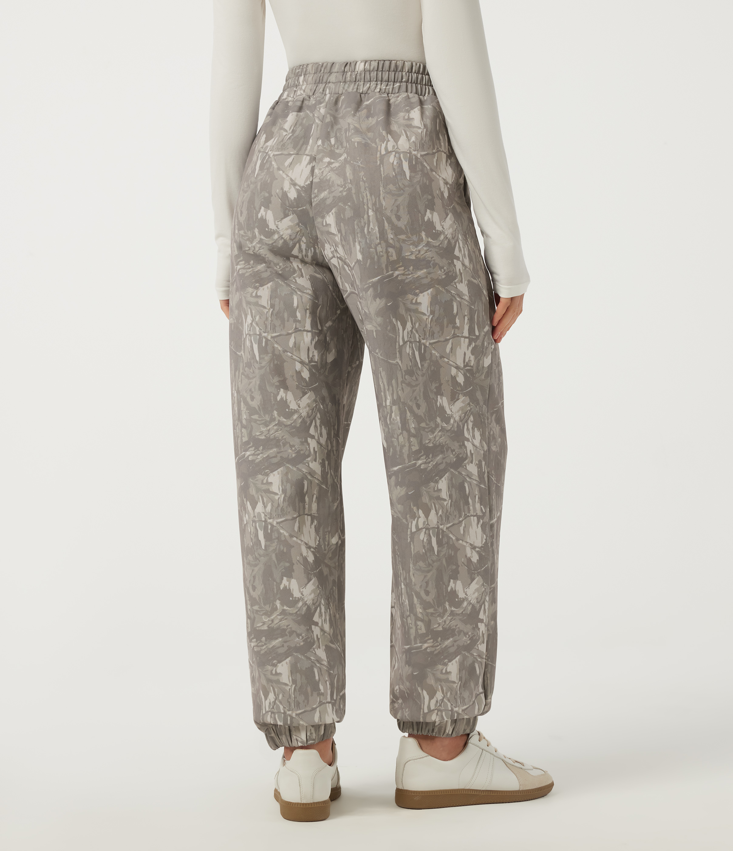 Sand Grey Brushwood Pantalones de chándal informales de cintura alta con bolsillos / 2
