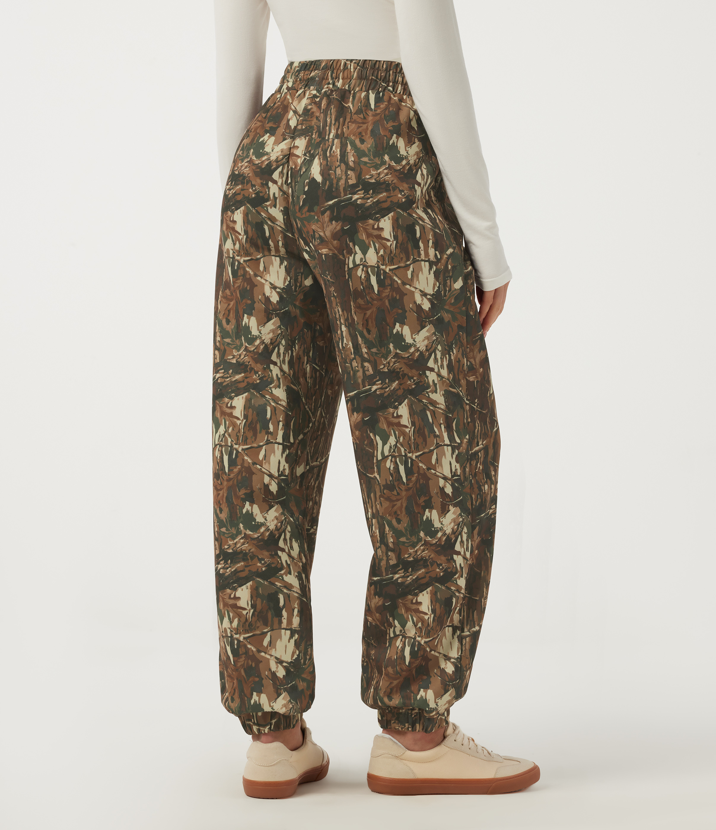 Fall Birch Camo High Waisted Casual Sweatpants with Pockets / 2