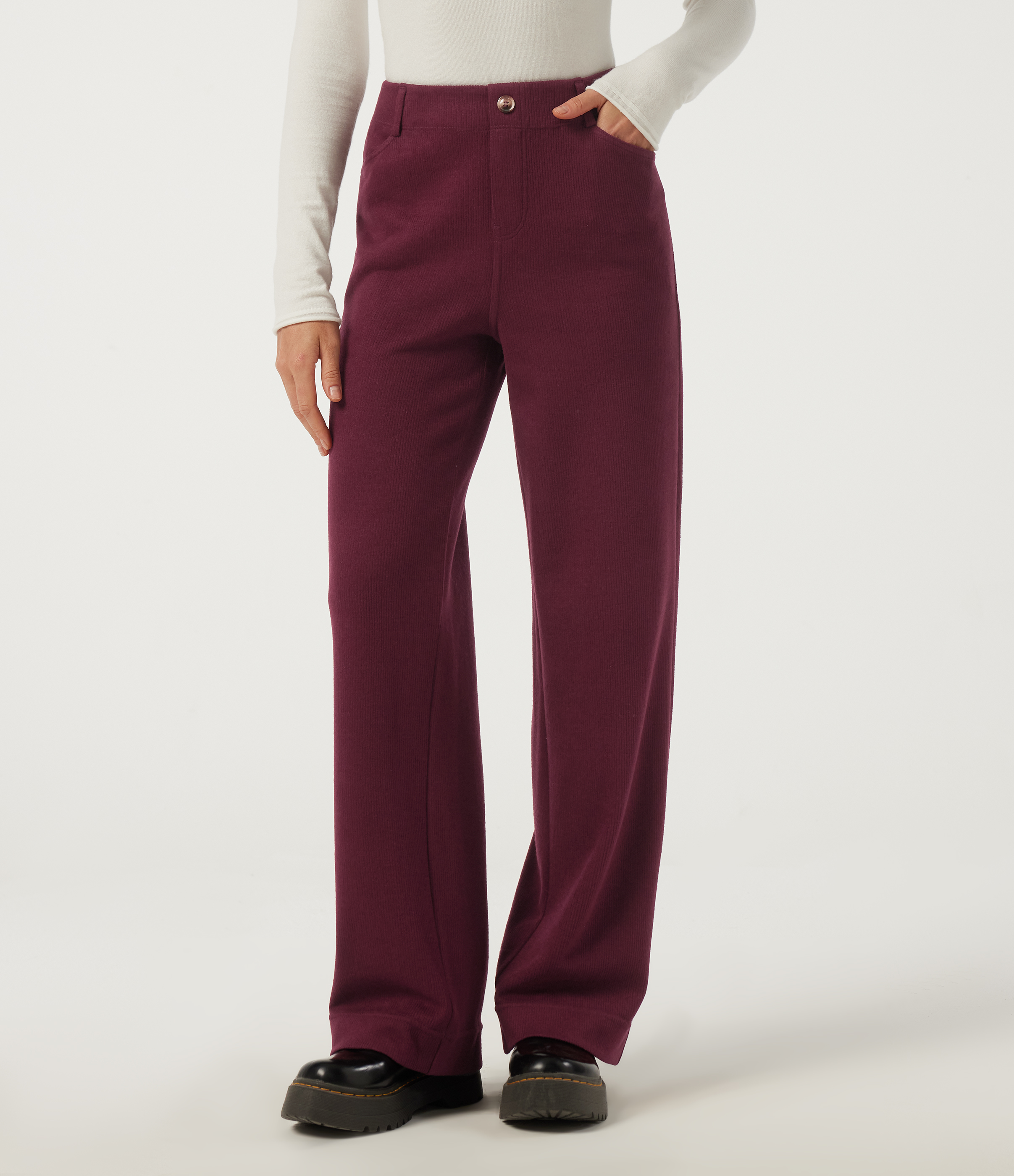 Mid Rise Straight Leg Casual Pants with Pockets