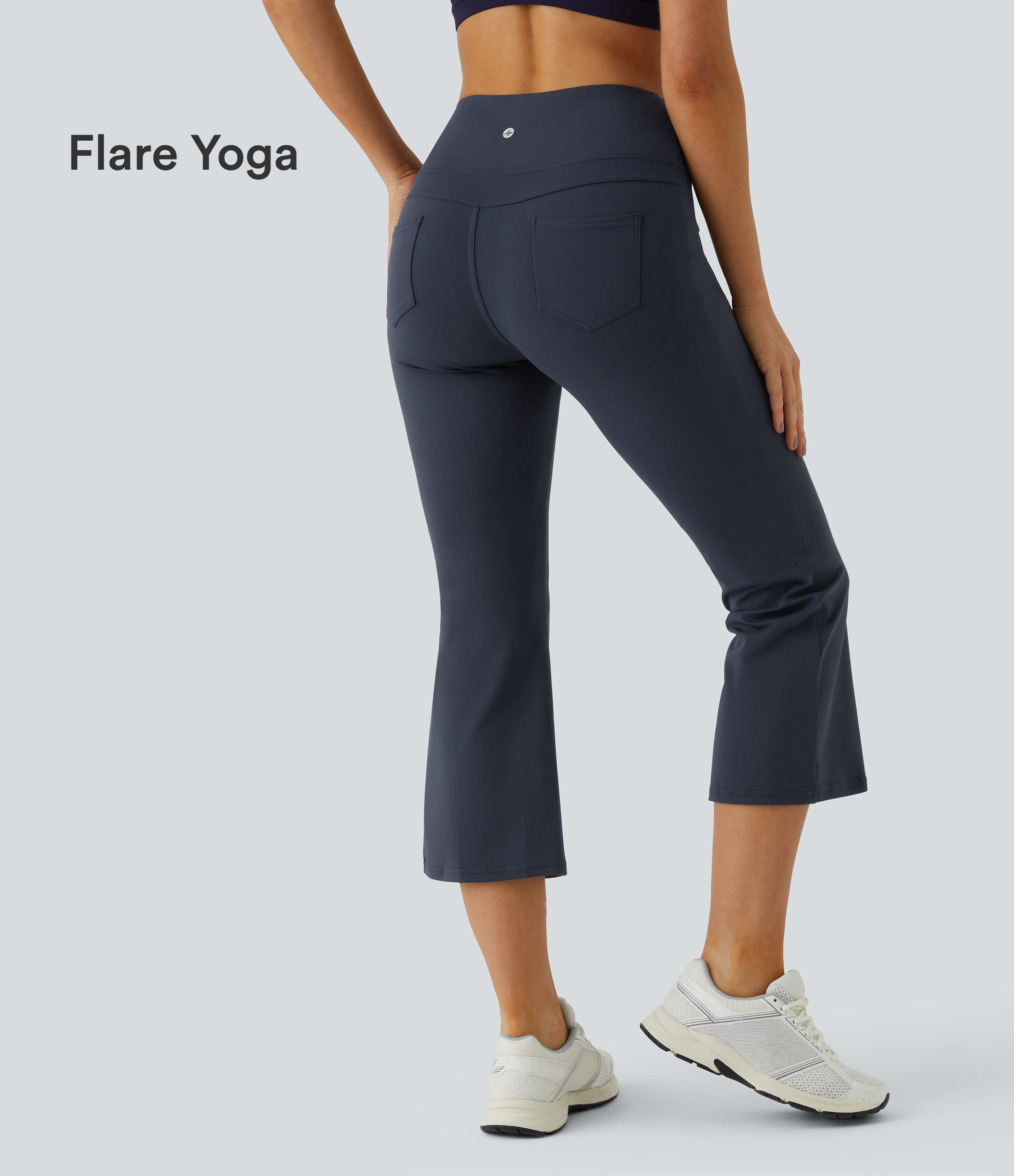 High Waisted Pocket Capri Flare Yoga Leggings