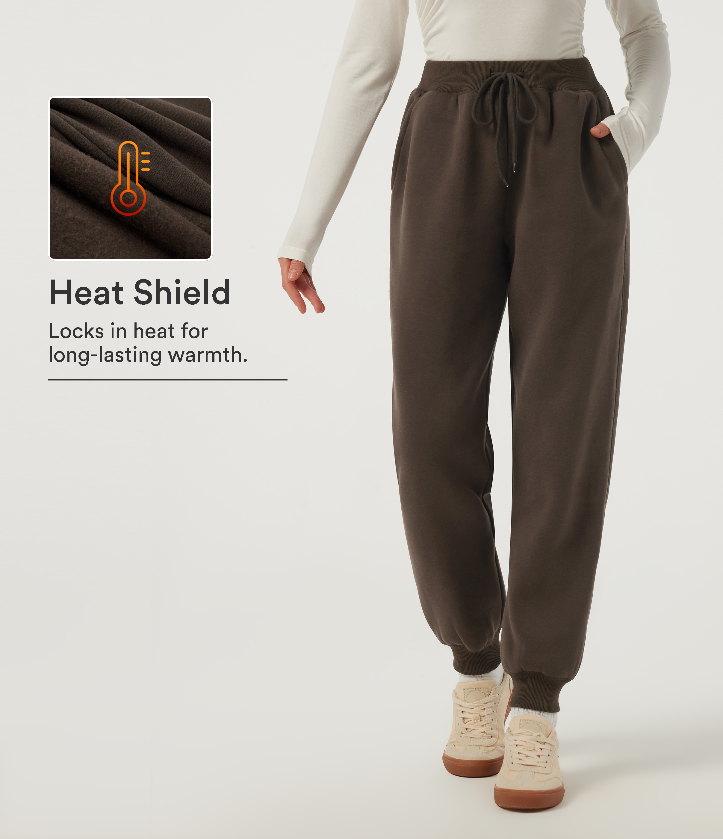 Mid Rise Drawstring Fleece Casual Sweatpants with Pockets