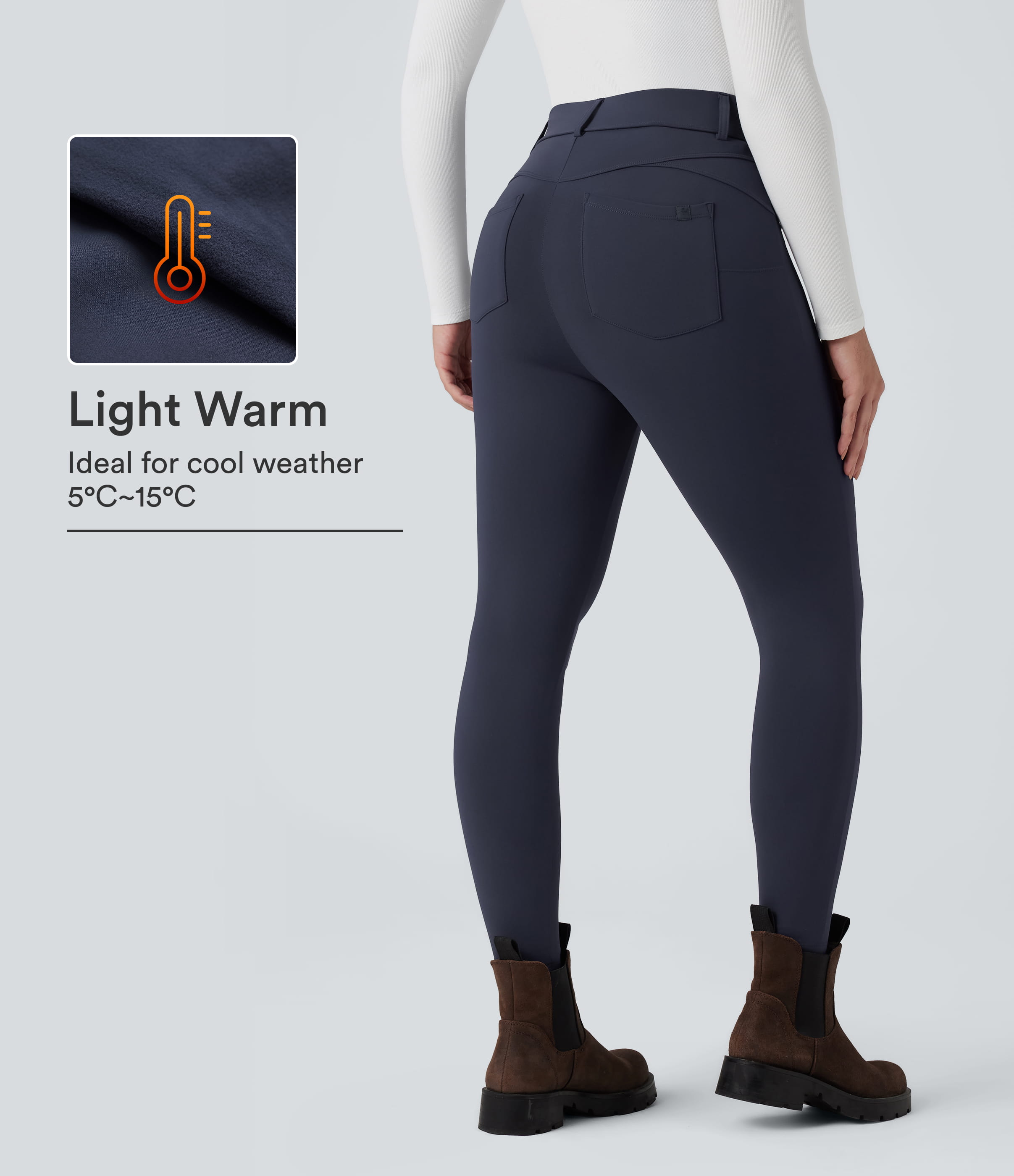SoftlyZero™ Plush Thermal High Waisted Casual 7/8 Leggings with Pockets