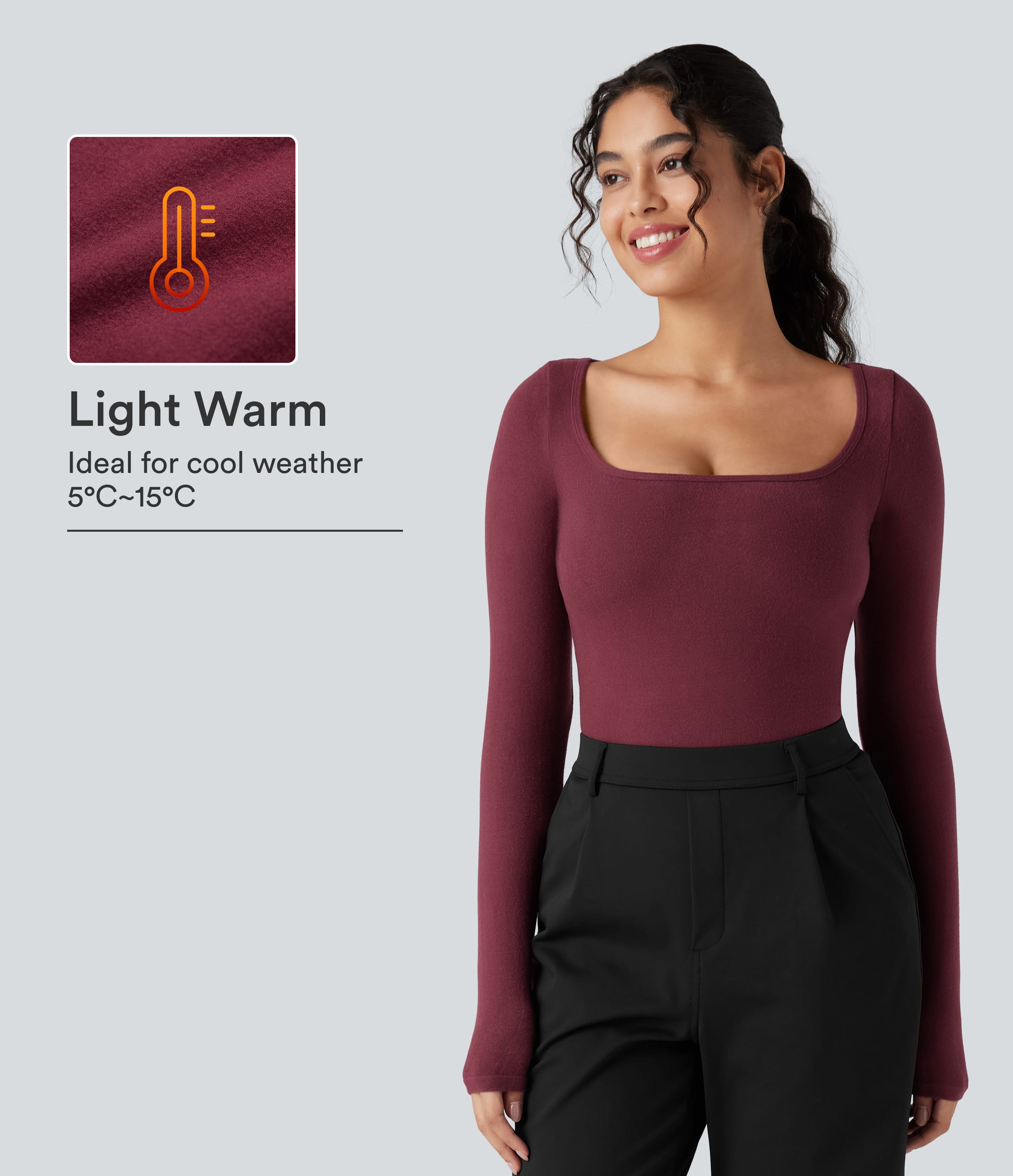 Cordovan Halara HeatCore Scoop Neck Long Sleeve Work Warming T-Shirt / 1