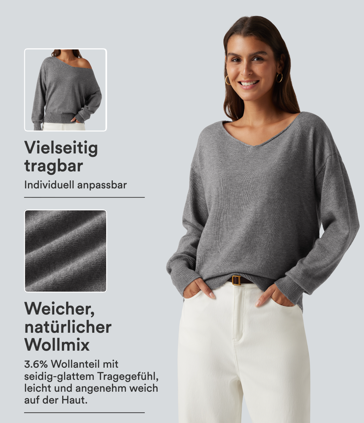 Büro-Pullover mit langen Ärmeln und One-Shoulder-Design
