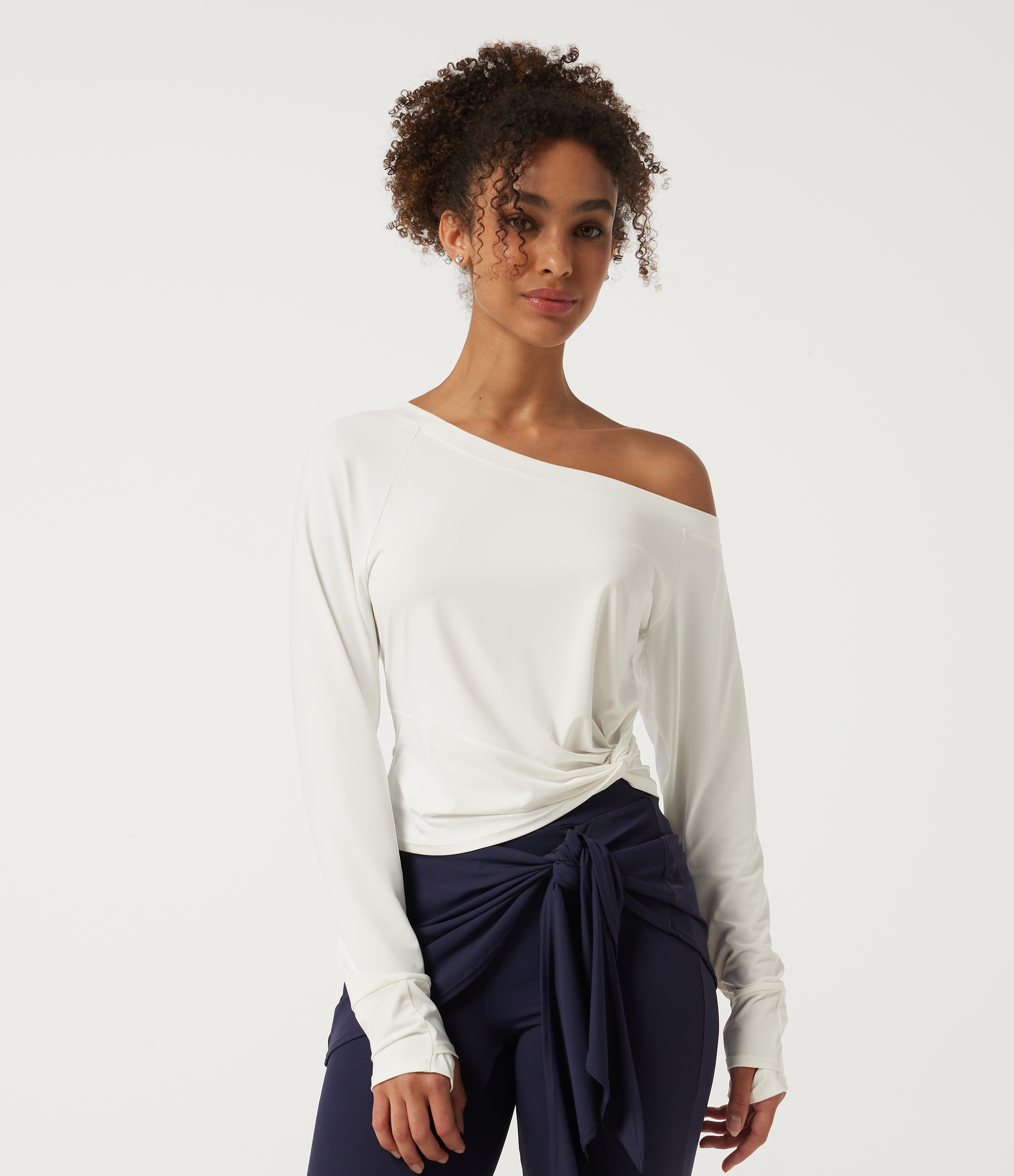 InstantCool Long Sleeve Yoga Sports Top with Thumbholes-UPF50+