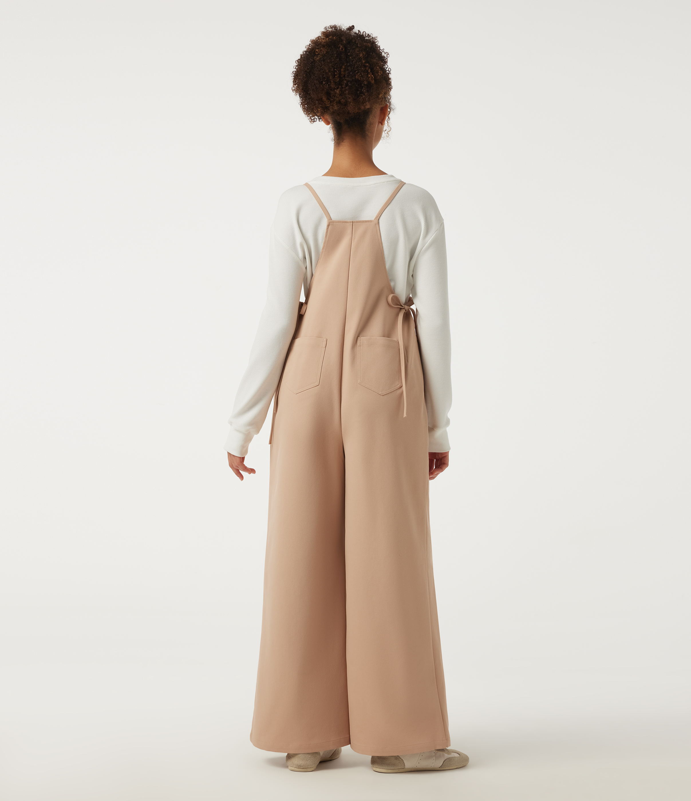 Candied Ginger U Neck Sleeveless Drawstring Wide Leg Casual Overall with Pockets / 2