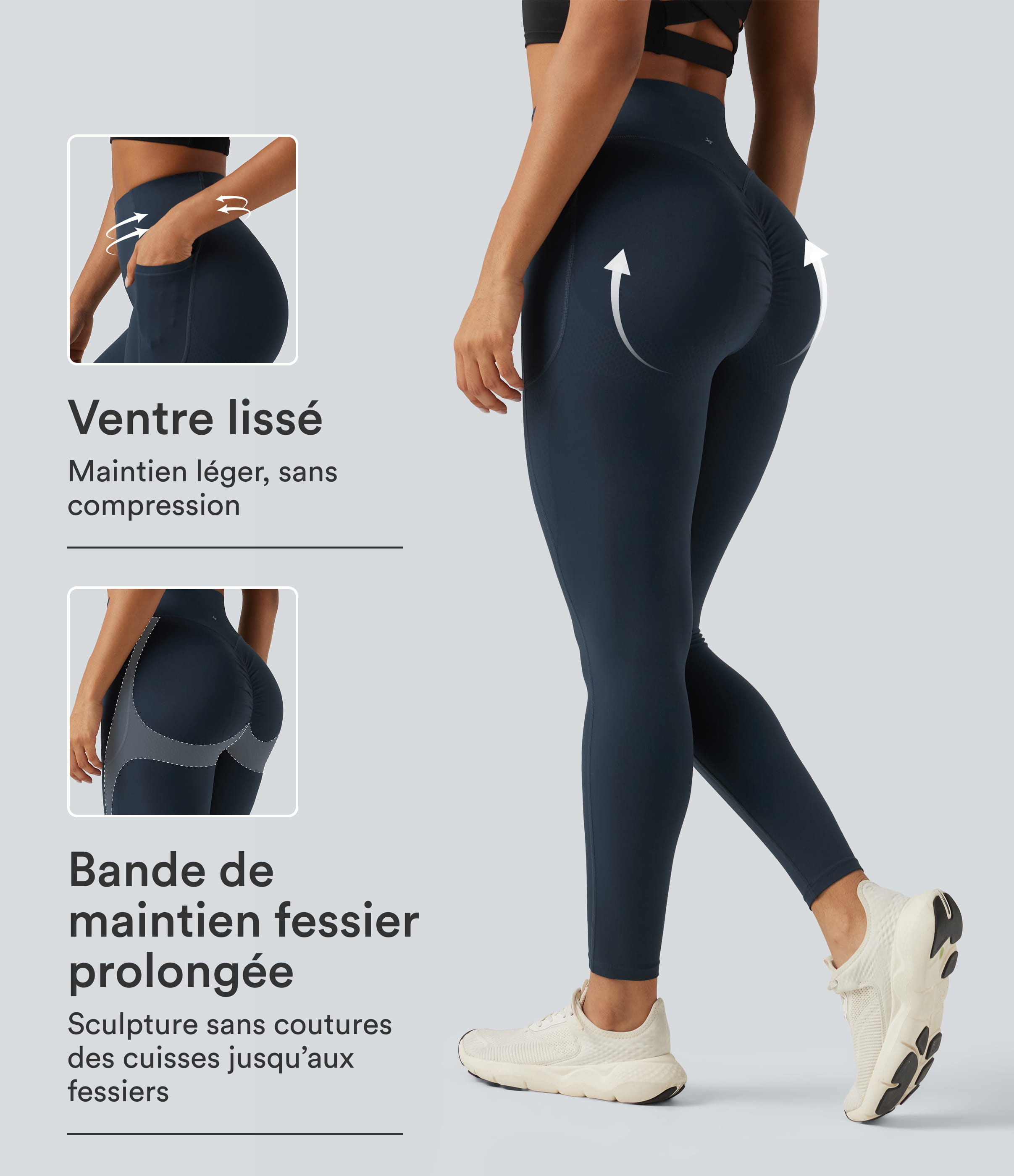 Legging de training sculptant Halara UltraSculpt™ taille haute gainant avec effet push-up fessier 2.0 et poches