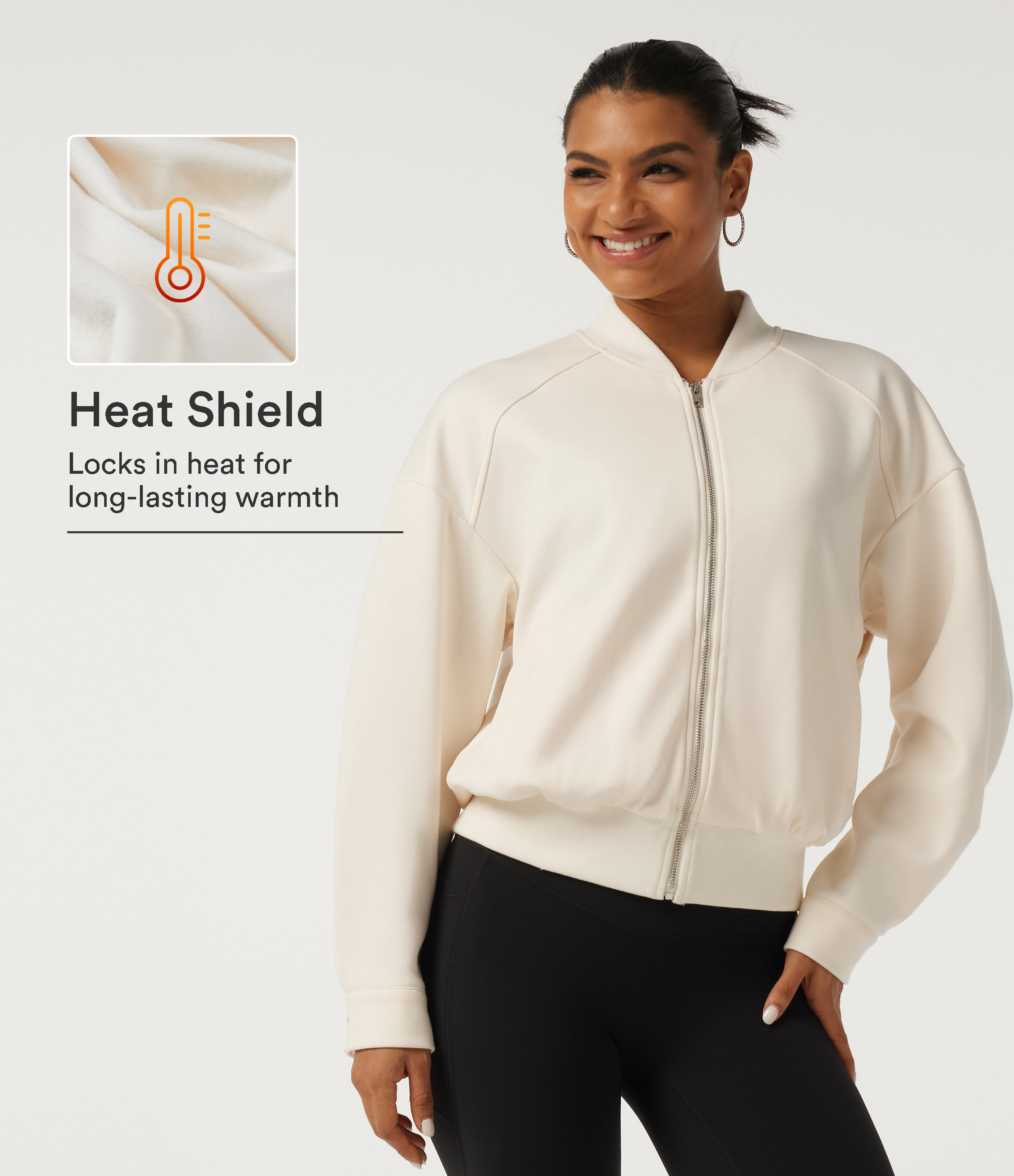 Stand Collar Long Sleeve Fleece Casual Jacket with Pockets