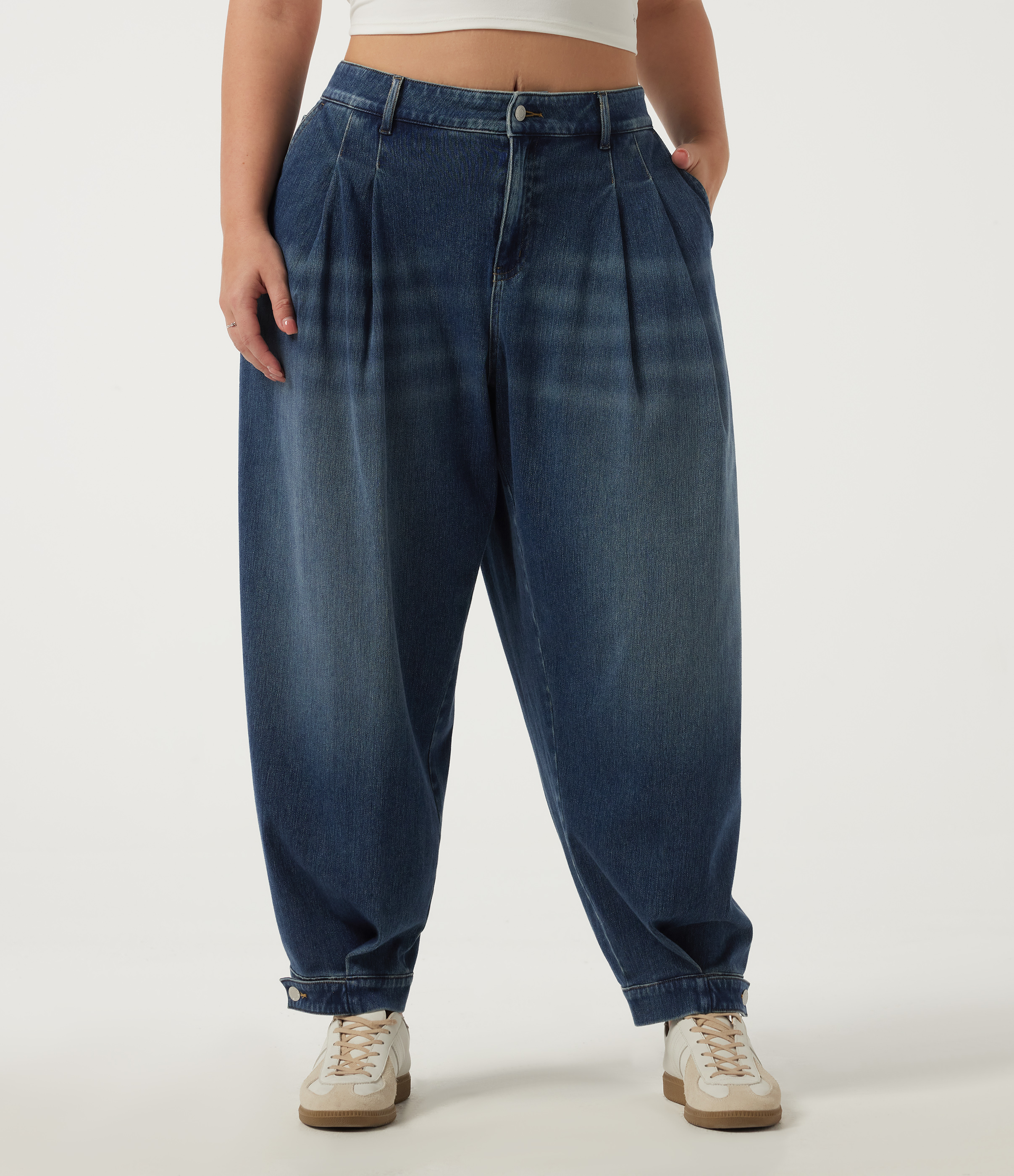 Halara Flex™ Plus Size Mid Rise Casual Cotton Jeans with Pockets
