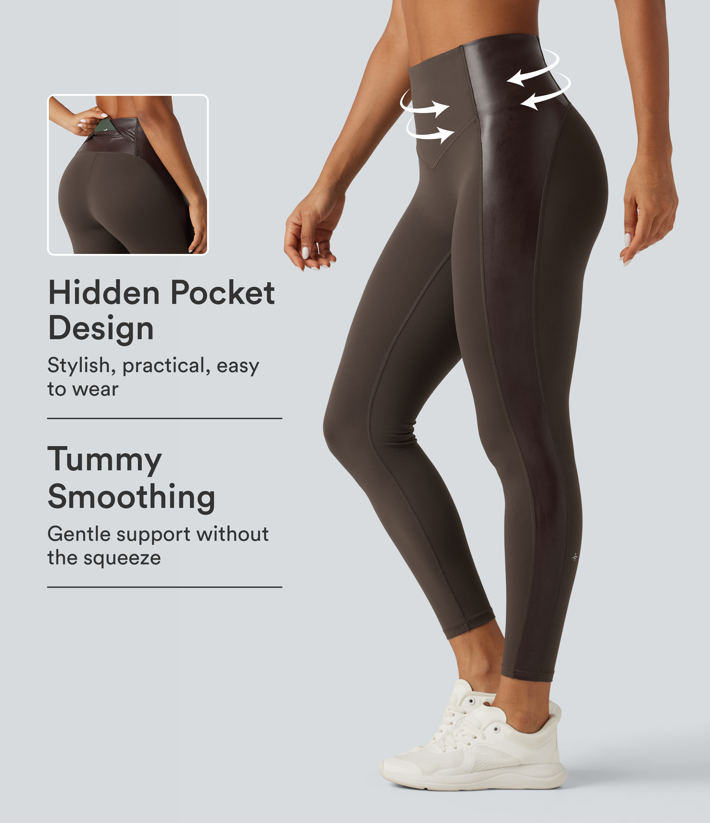 Halara UltraSculpt™ High Waisted Stretchy PU Tummy Control Yoga Leggings with Pocket