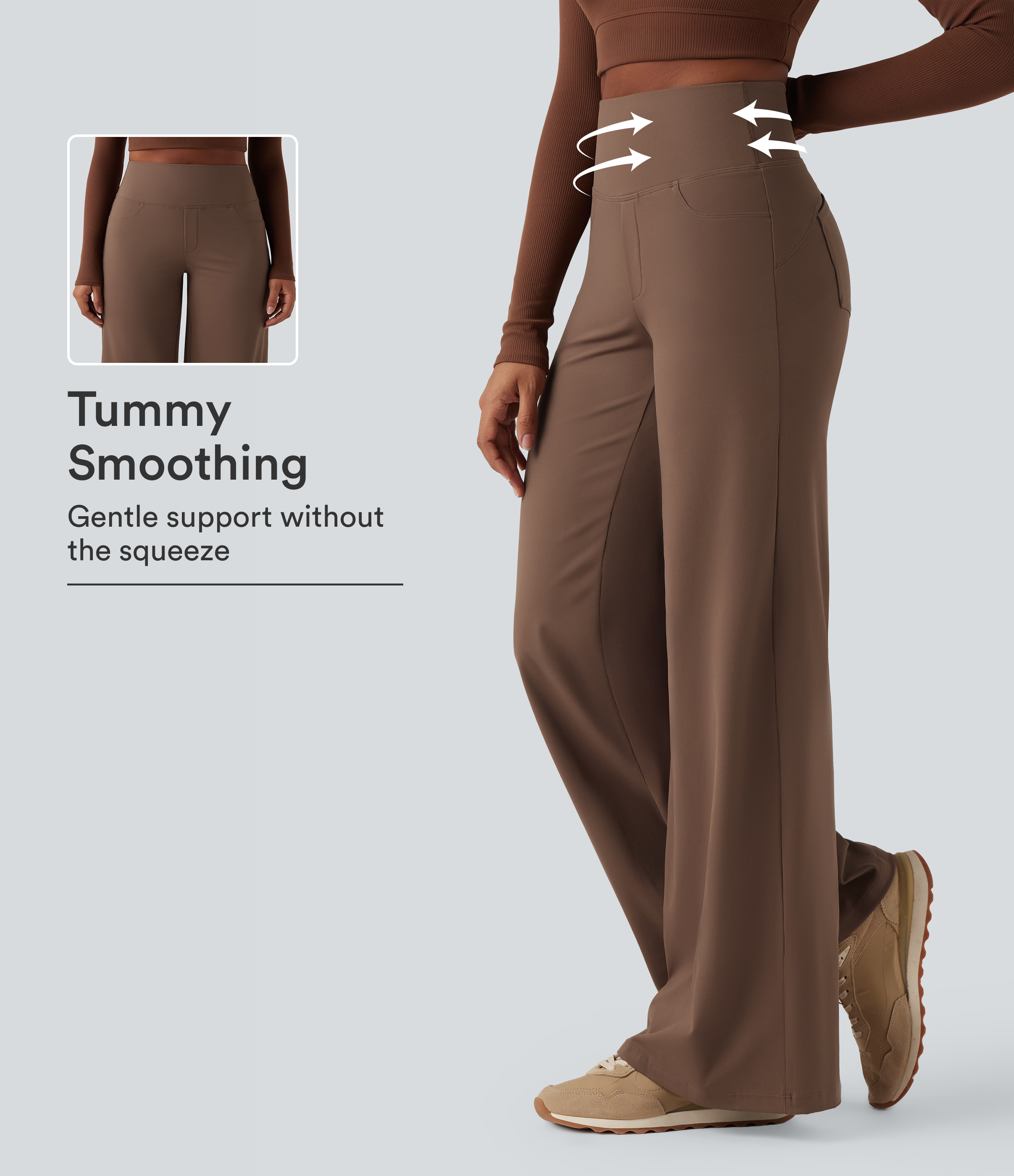 DayStretch High Waisted Tummy Control Wide Leg Baggy Yoga Pants with Pockets