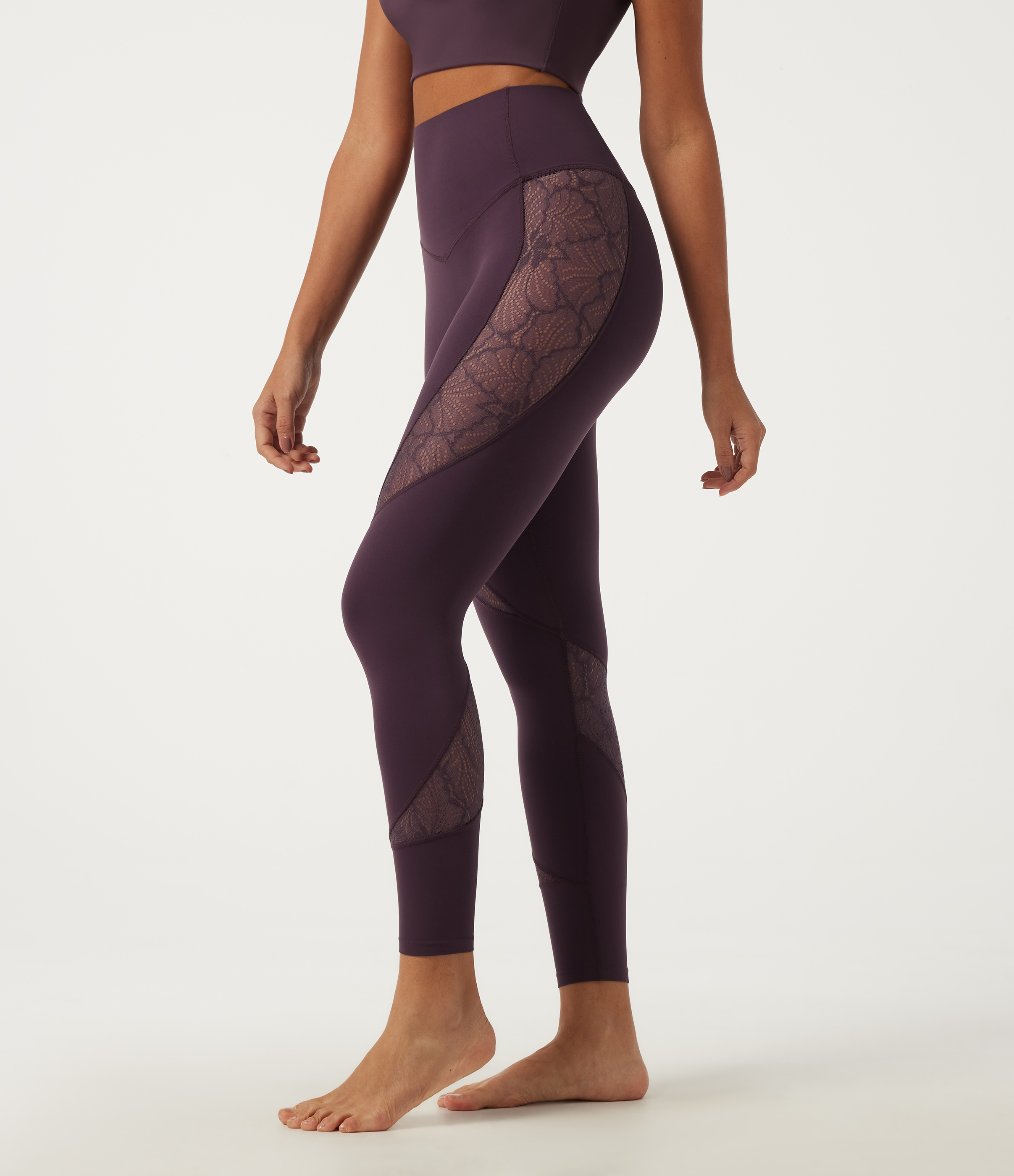 Halara UltraSculpt High Waisted Tummy Control Contrast Lace Yoga Leggings with Pocket
