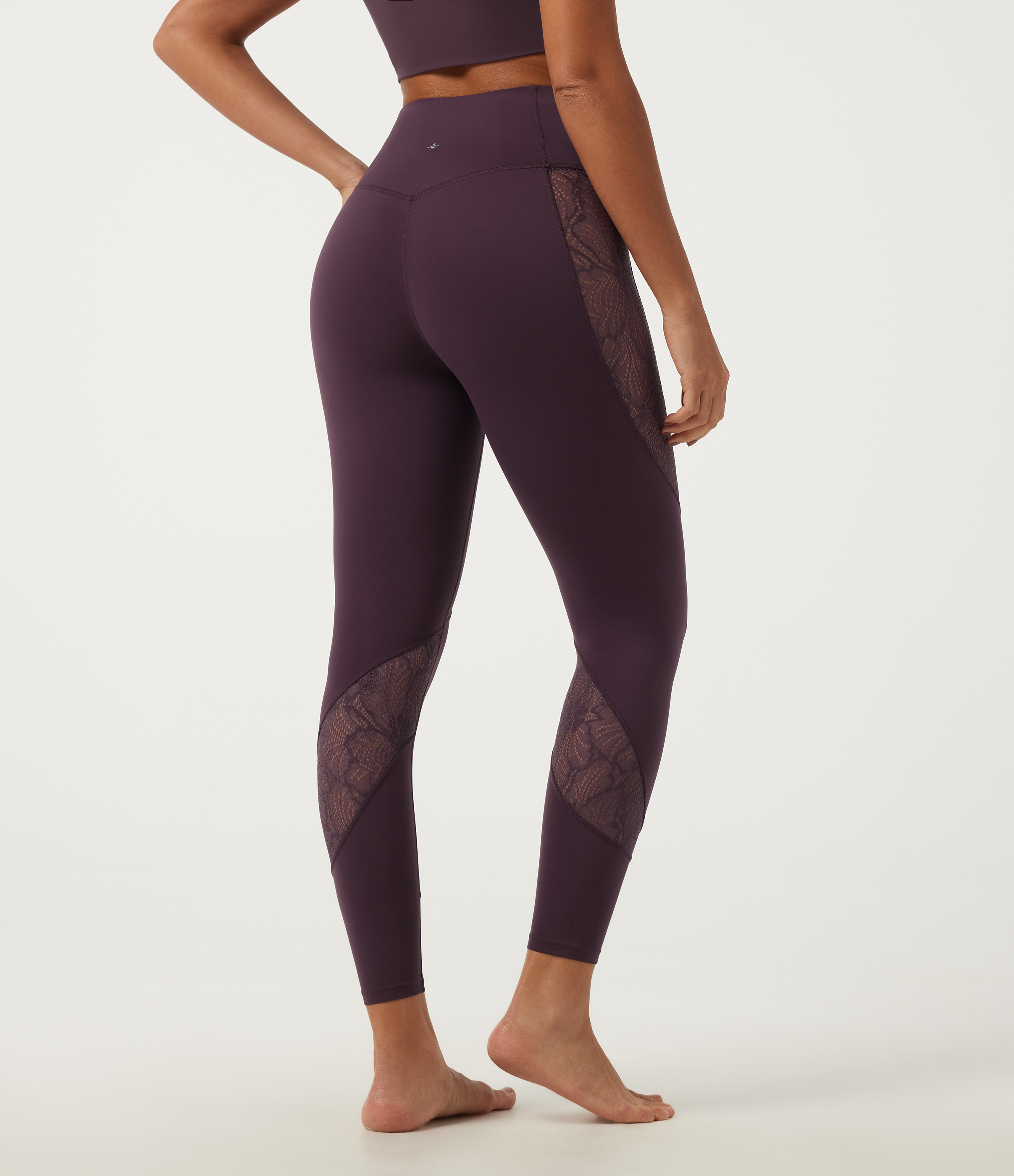 Night's Purple Halara UltraSculpt High Waisted Tummy Control Contrast Lace Yoga Leggings with Pocket / 2