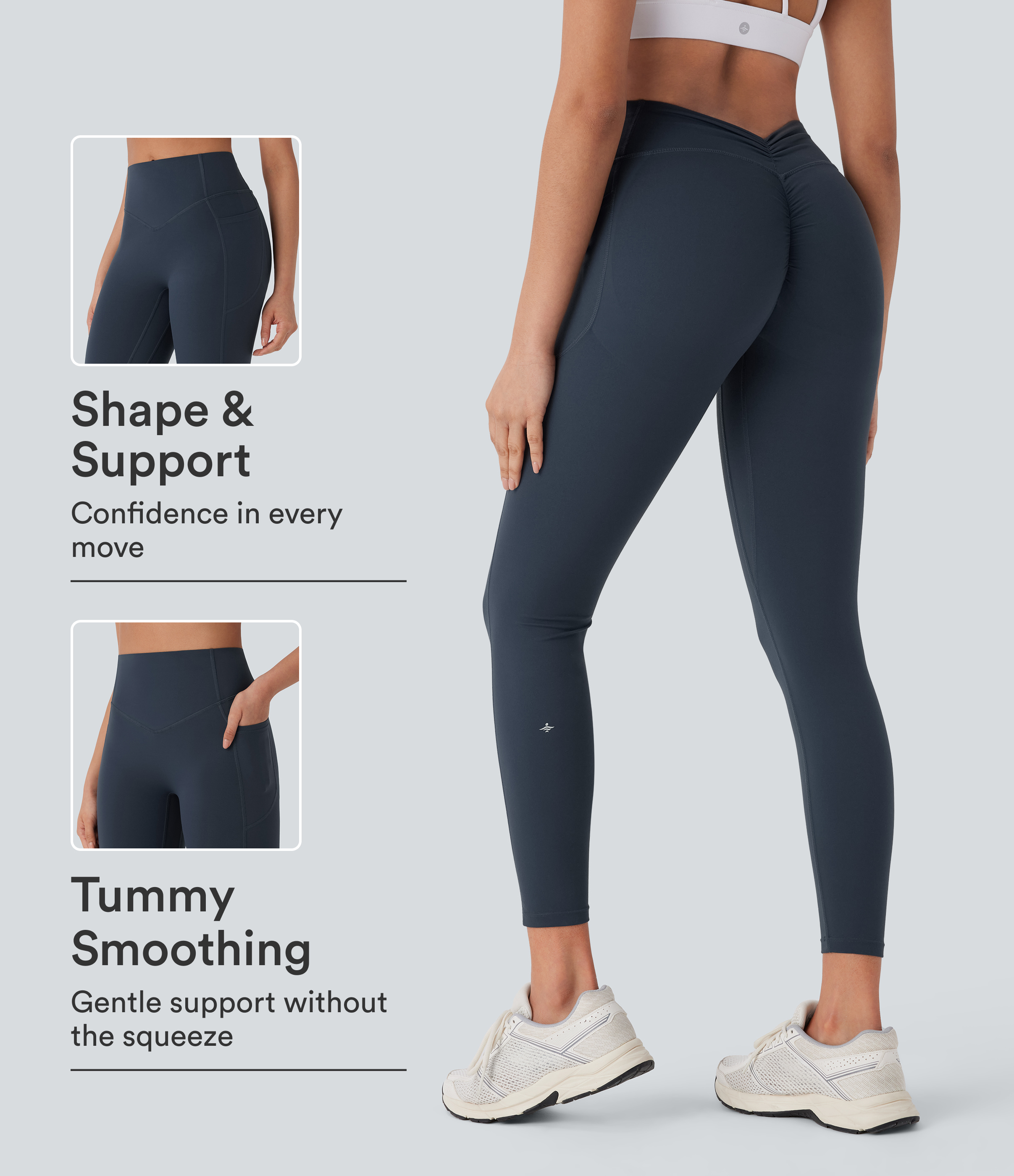 Halara UltraSculpt™ High Waisted Tummy Control Butt Lifting Ruched Pocket Shaping Yoga Leggings