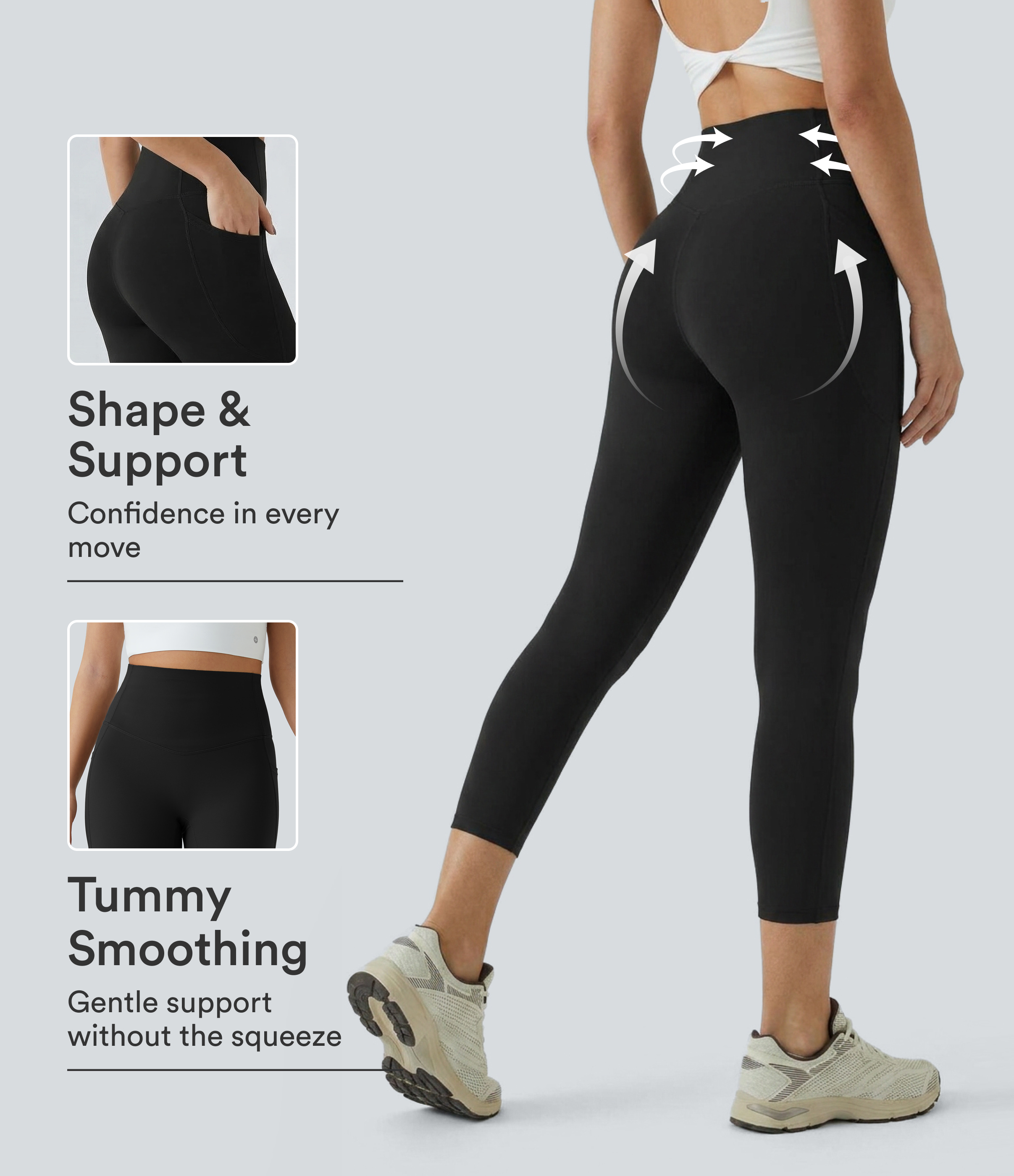 Halara UltraSculpt™ High Waisted Tummy Control Pocket Shaping Training Capri Leggings