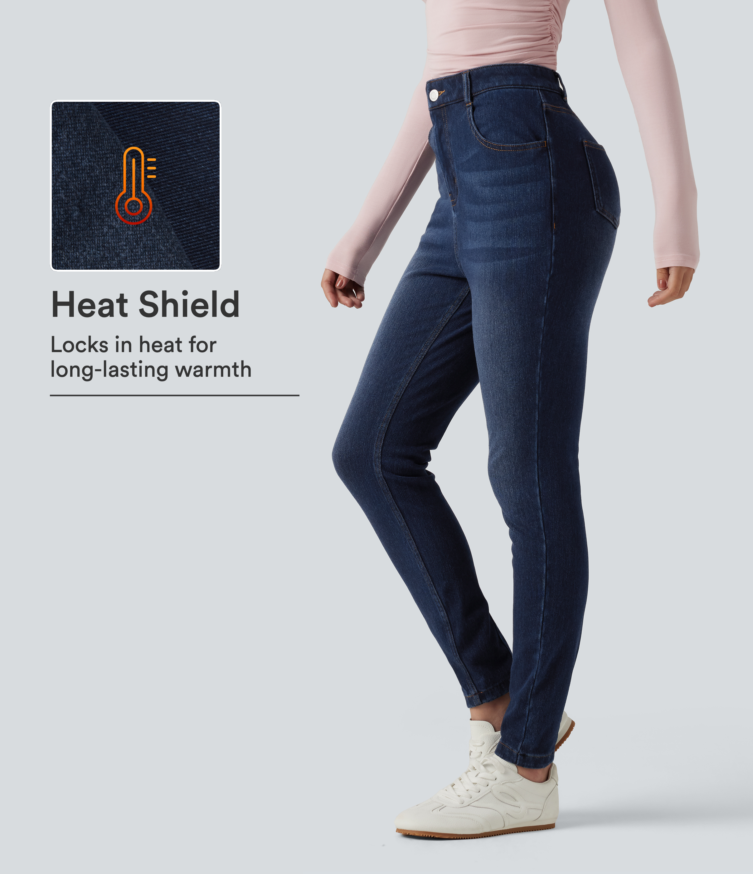 Halara Flex™ Denim Heat High Waisted Skinny Casual Cotton Jeans with Pockets