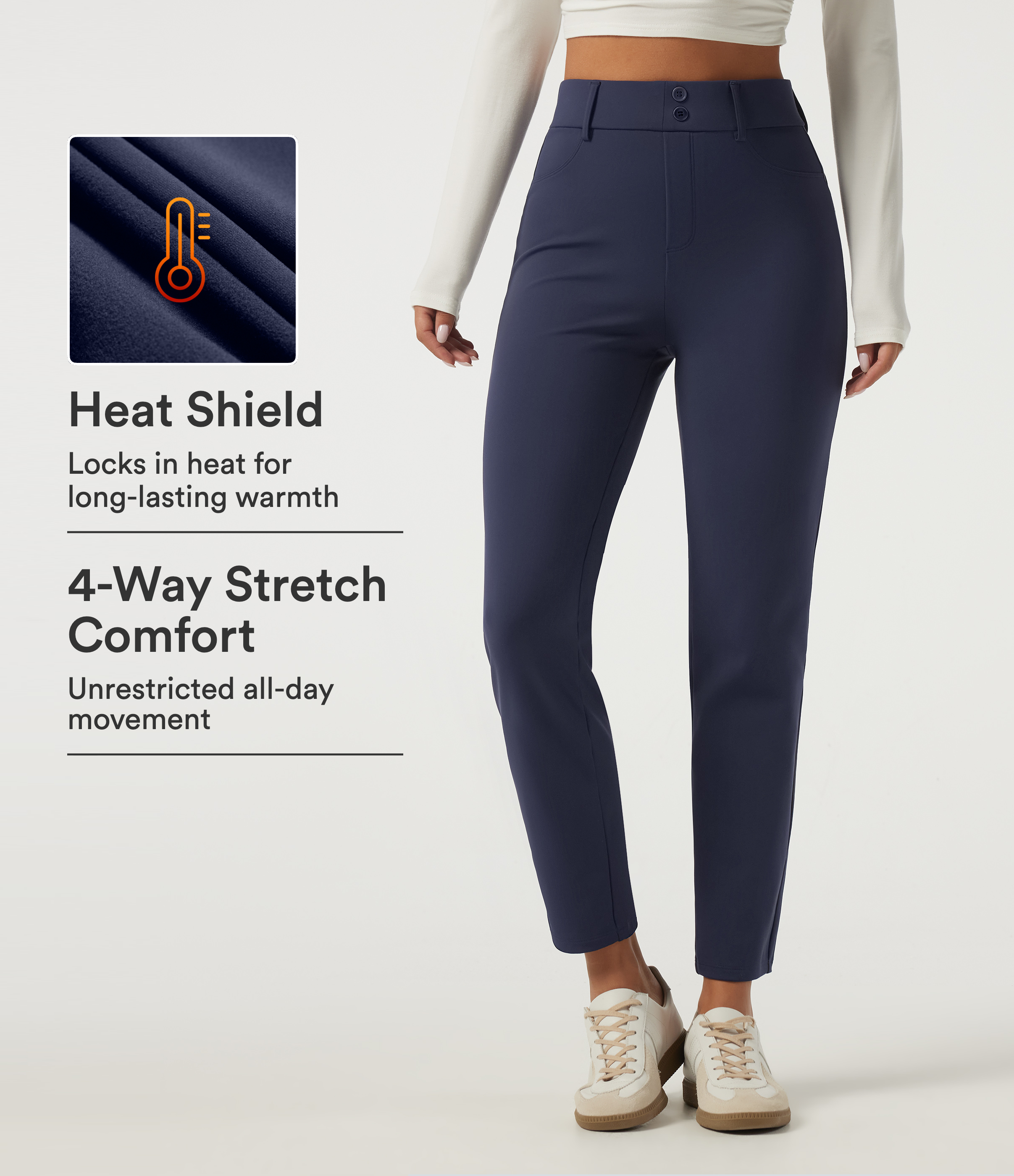 Overture SoftlyZero™ pantalon slim décontracté thermique en peluche, taille haute, avec poches / 1
