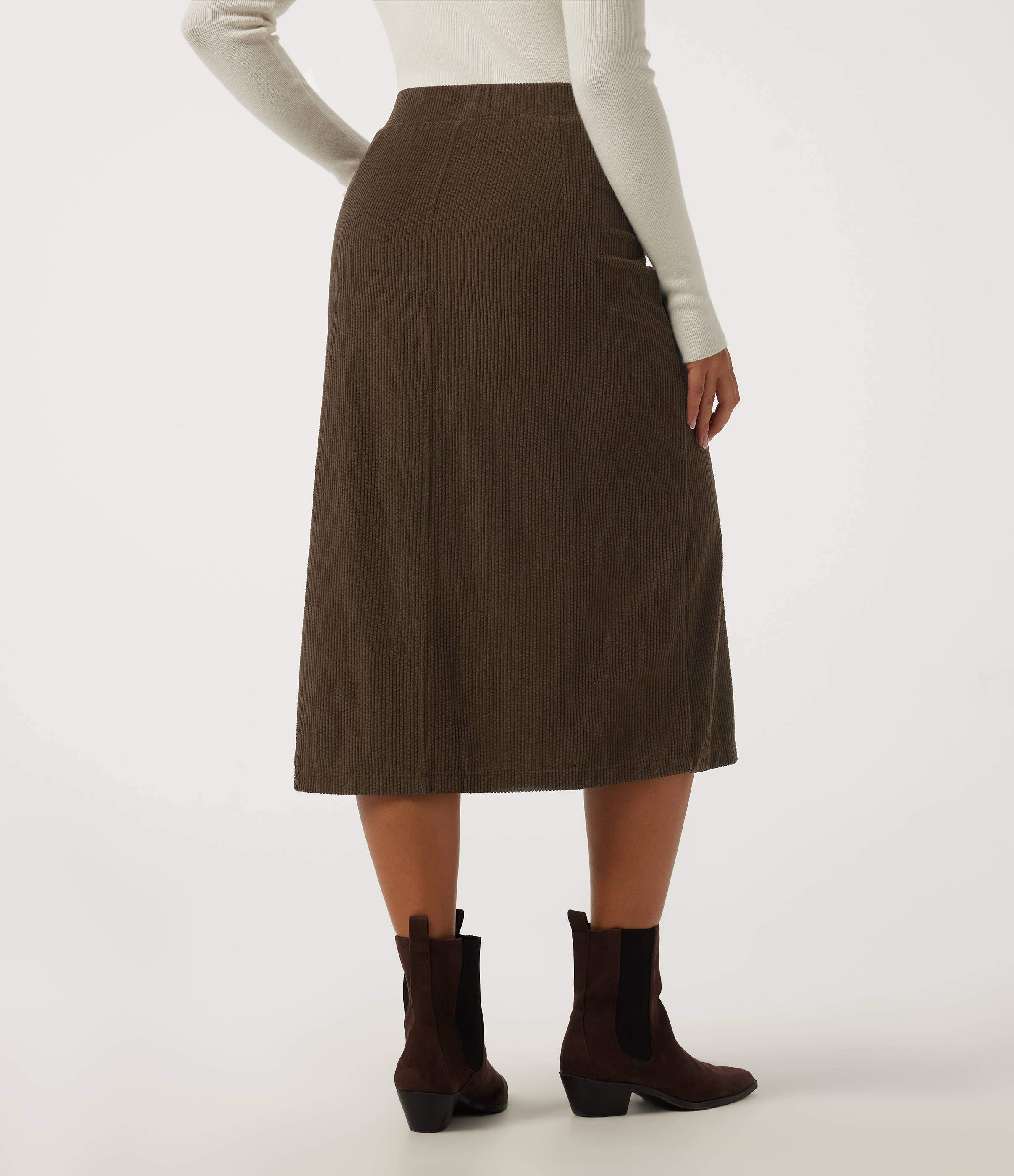 Demitasse High Waisted A Line Corduroy Midi Casual Skirt with Pockets / 2