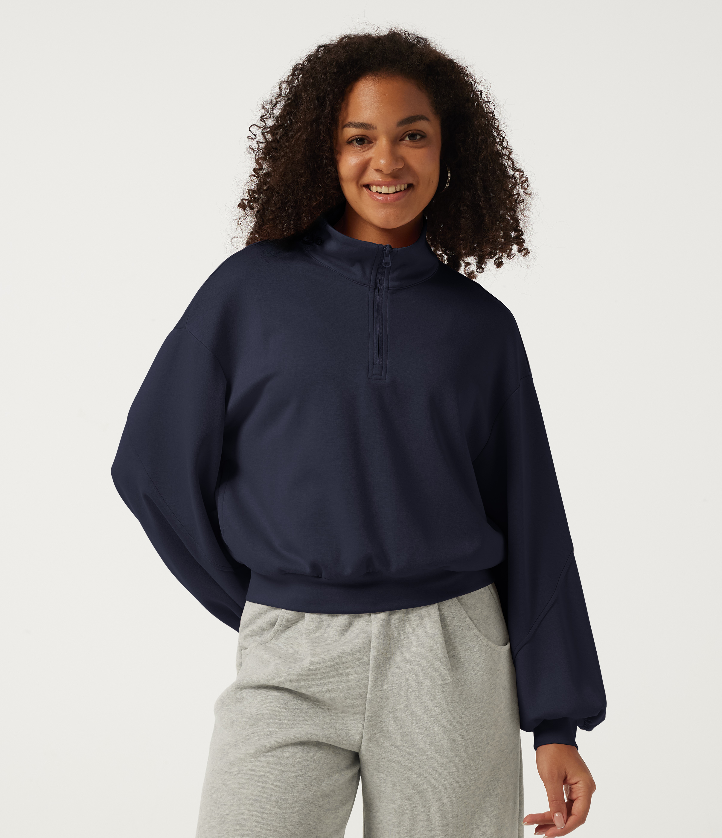 Mock Neck Long Sleeve Casual Sweatshirt 
