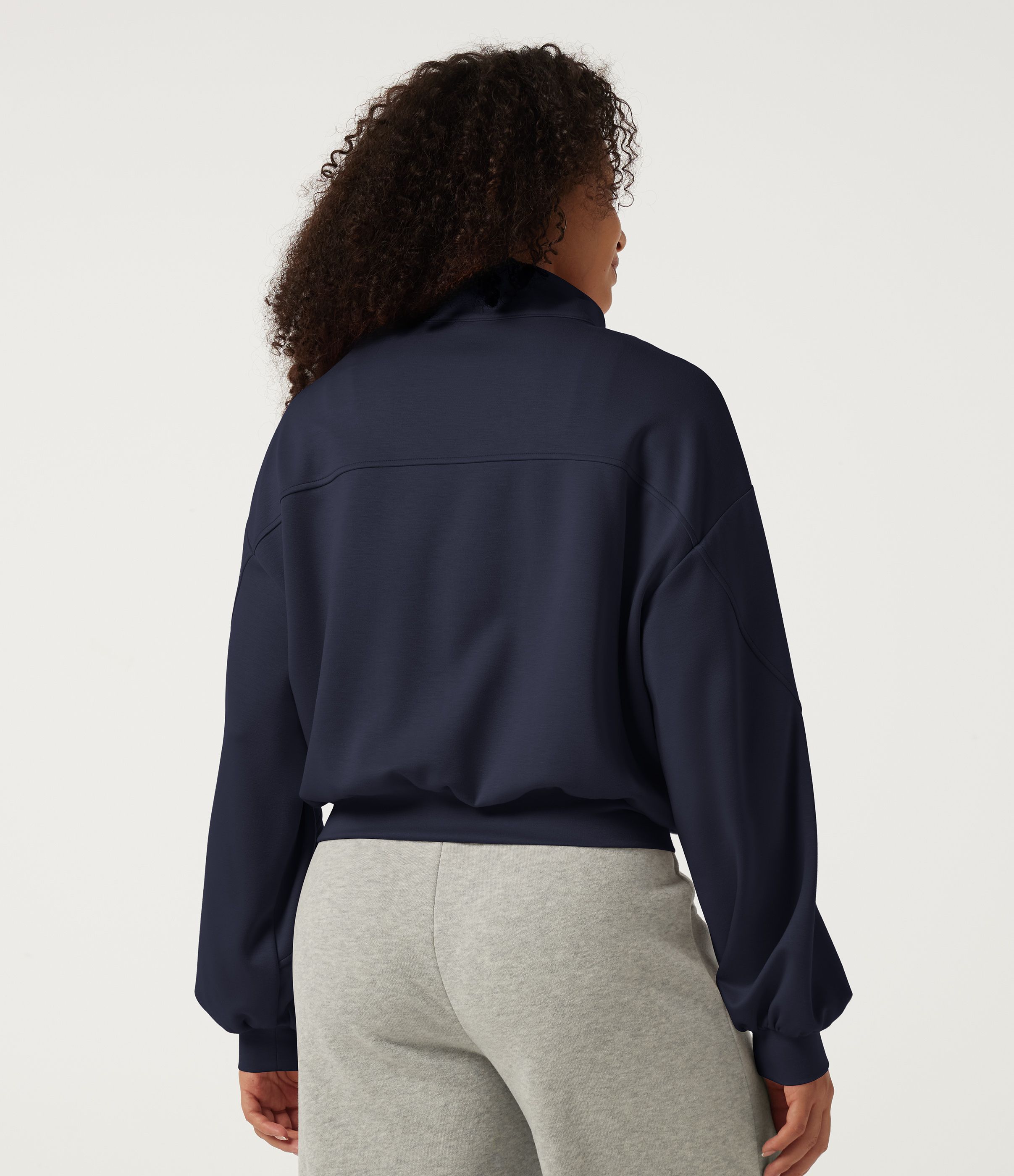 Midnight Blue Lässiges Sweatshirt mit Stehkragen und langen Ärmeln / 2