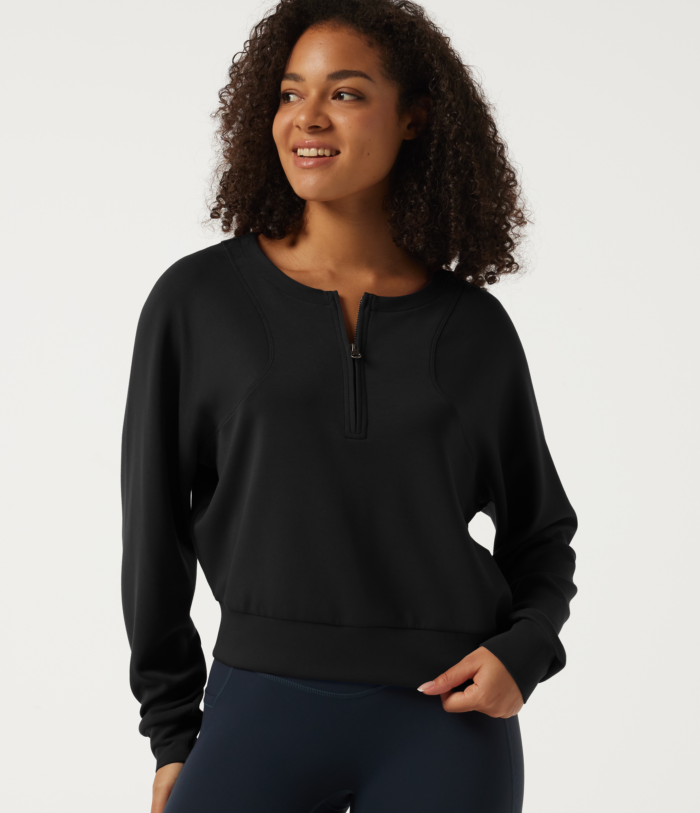 Negro SpacerTek™ sudadera de trabajo de cuello redondo y manga larga / 1