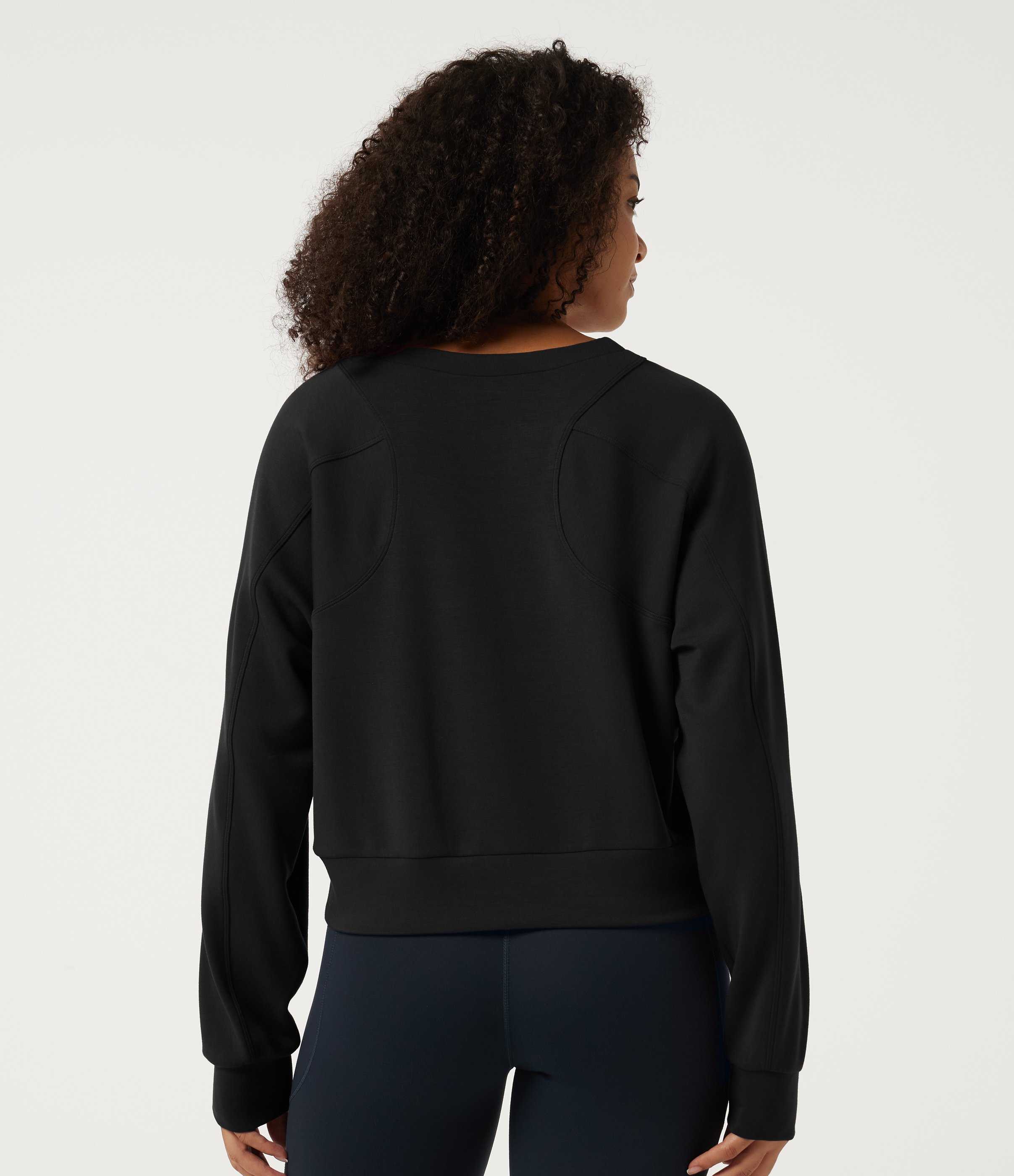 Negro SpacerTek™ sudadera de trabajo de cuello redondo y manga larga / 2