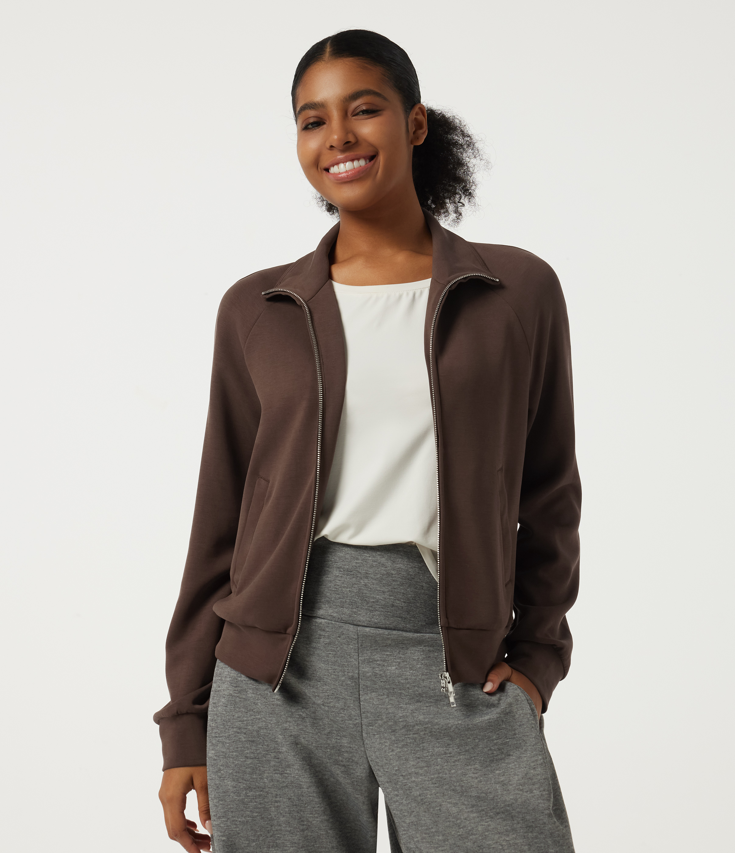 Stand Collar Long Sleeve Work Windbreaker Jacket with Pockets