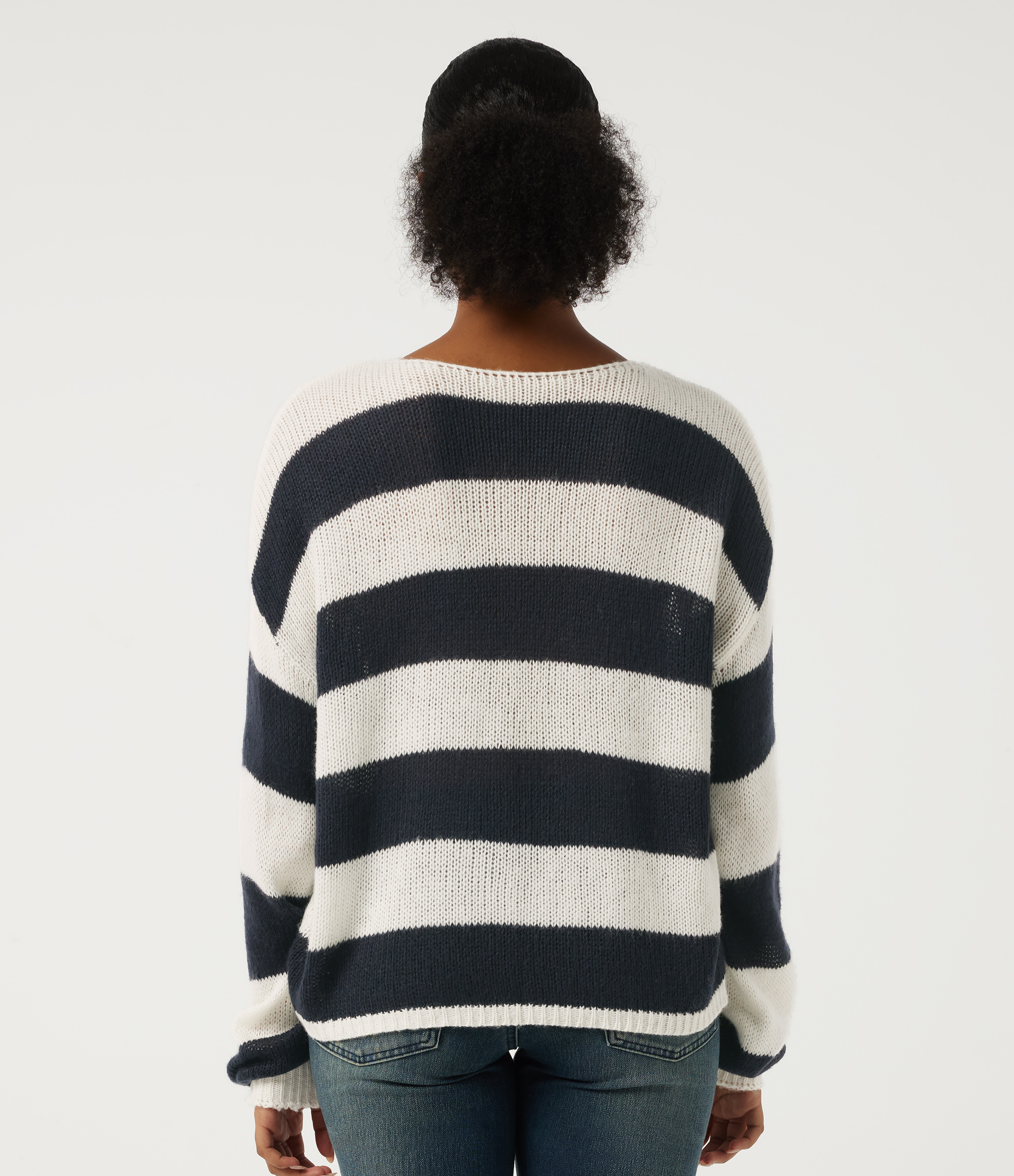 Nautical Sea Stripe Round Neck Long Sleeve Stripe Casual Sweater / 2