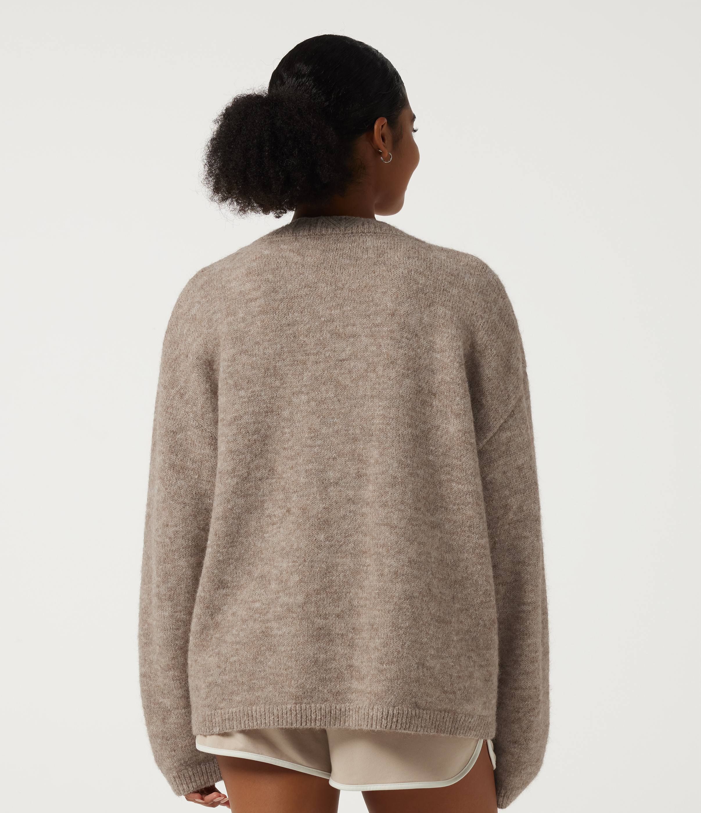 Greige V Neck Long Sleeve Casual Cardigan with Pockets / 2