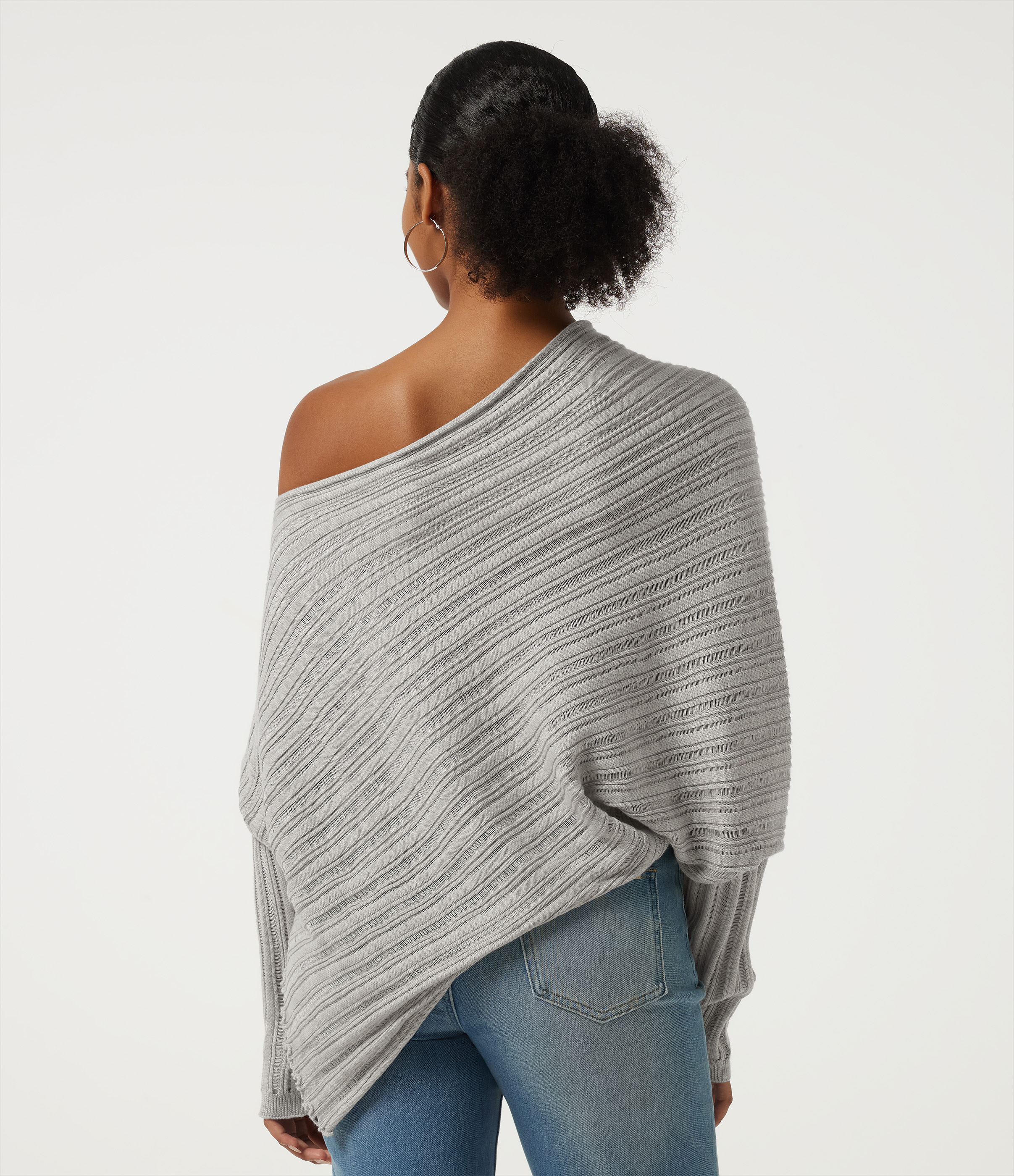 Cumulus Cloud One Shoulder Long Sleeve Asymmetric Casual Sweater / 2