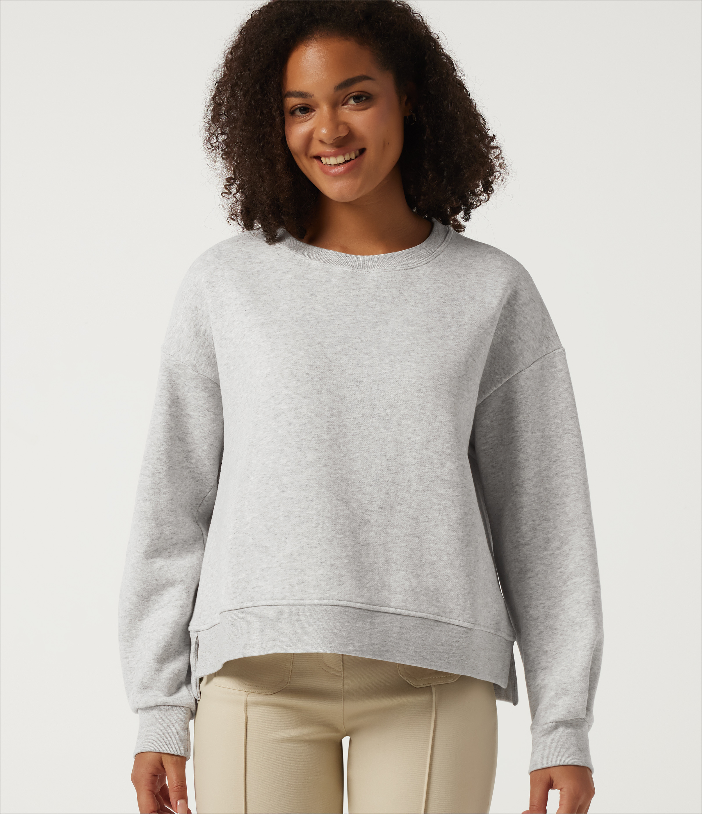 Round Neck Long Sleeve Fleece Casual Cotton Sweatshirt
