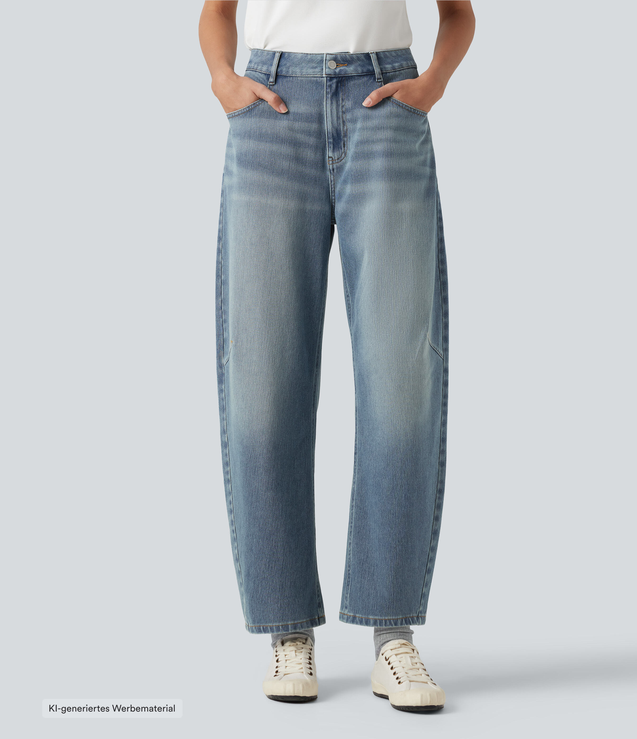 Halara Flex™ - Lässige Jeans mit hohem Bund, mehreren Taschen und Barrel-Leg