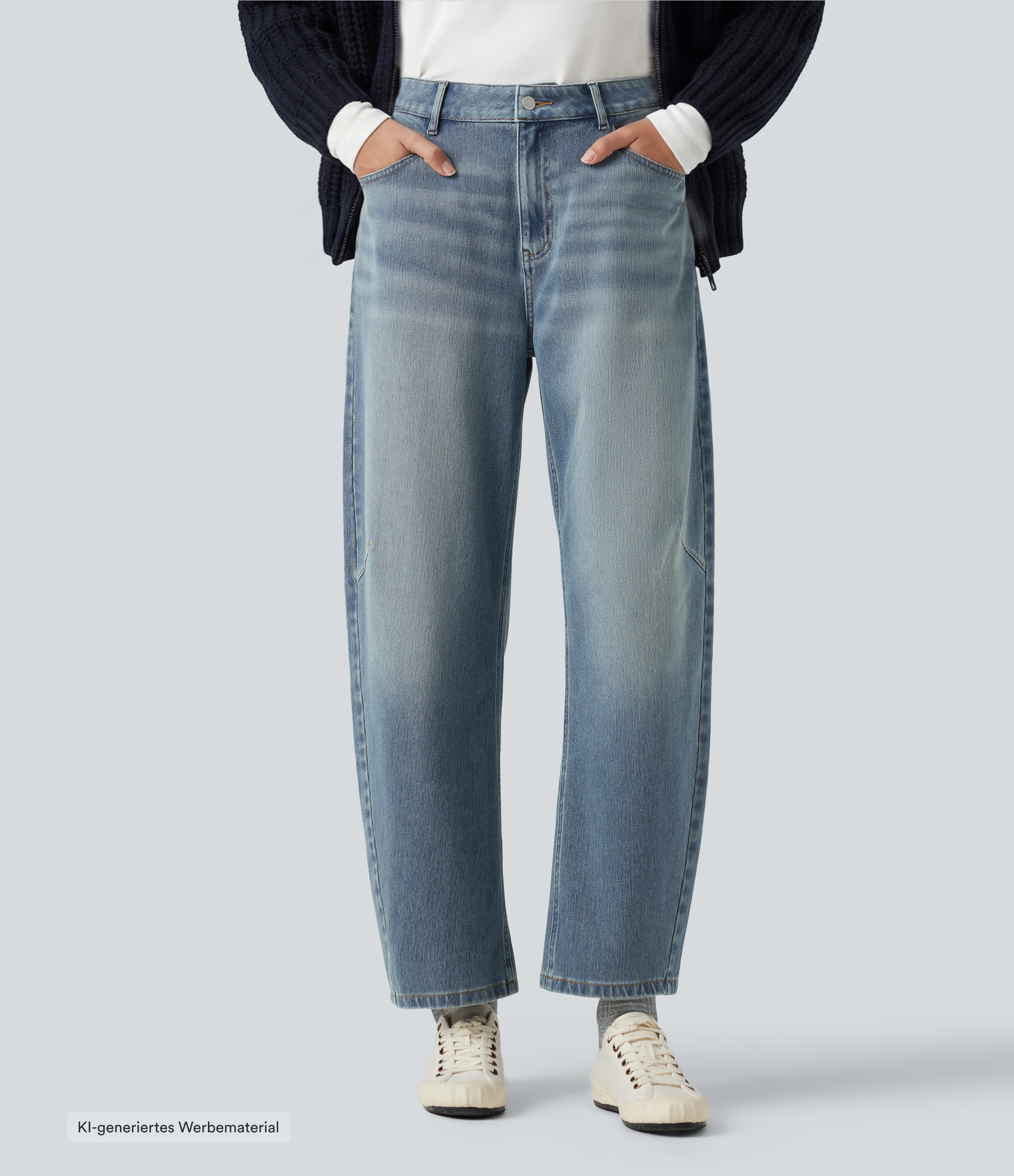 Halara Flex™ - Lässige Jeans mit hohem Bund, mehreren Taschen und Barrel-Leg