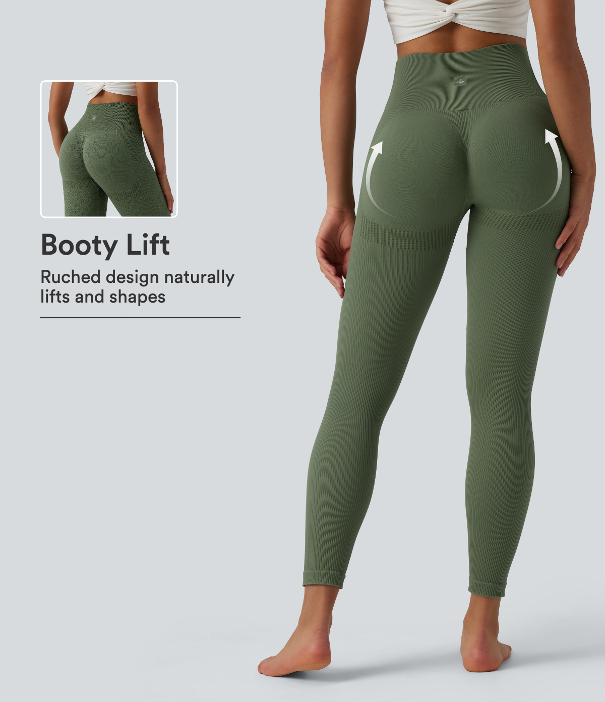 Po-Lifting 7/8-Yoga-Leggings mit hohem Bund, Bauchkontrolle und nahtlosem Flow