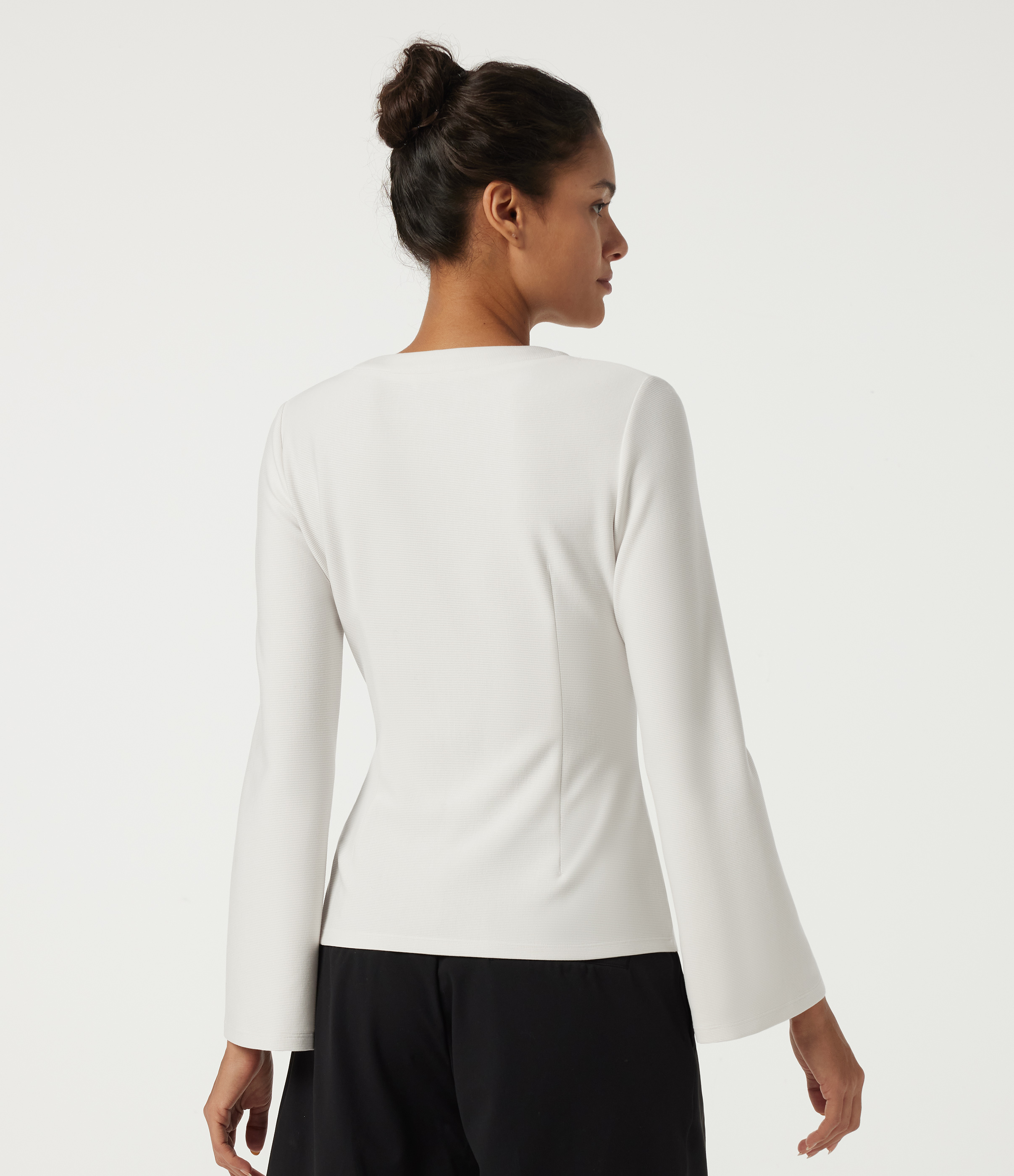 Mistline Stripe V Neck Flounce Long Sleeve Work Blazer / 2