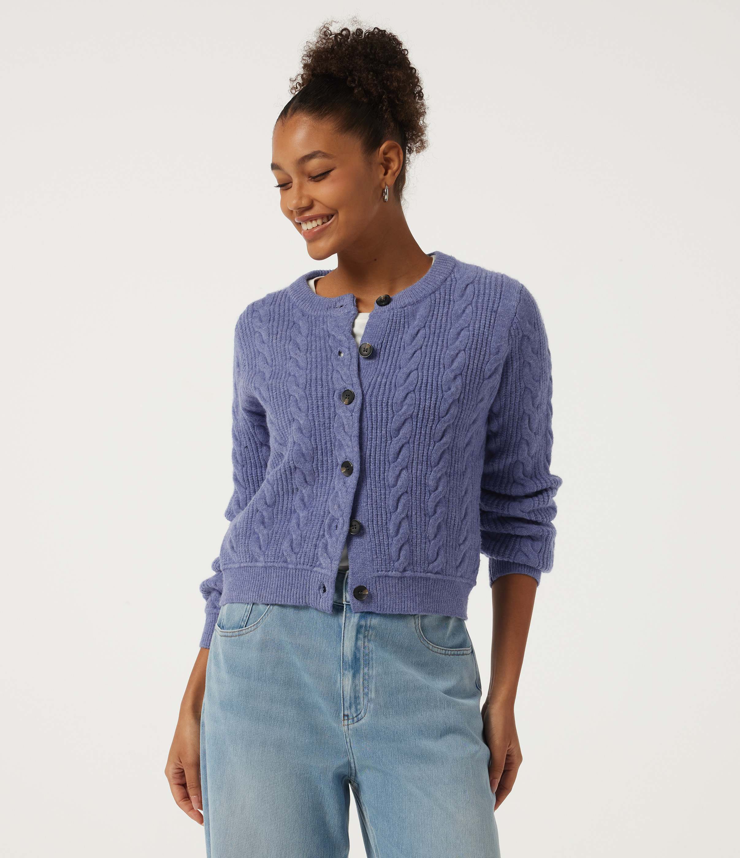 Round Neck Long Sleeve Casual Cardigan