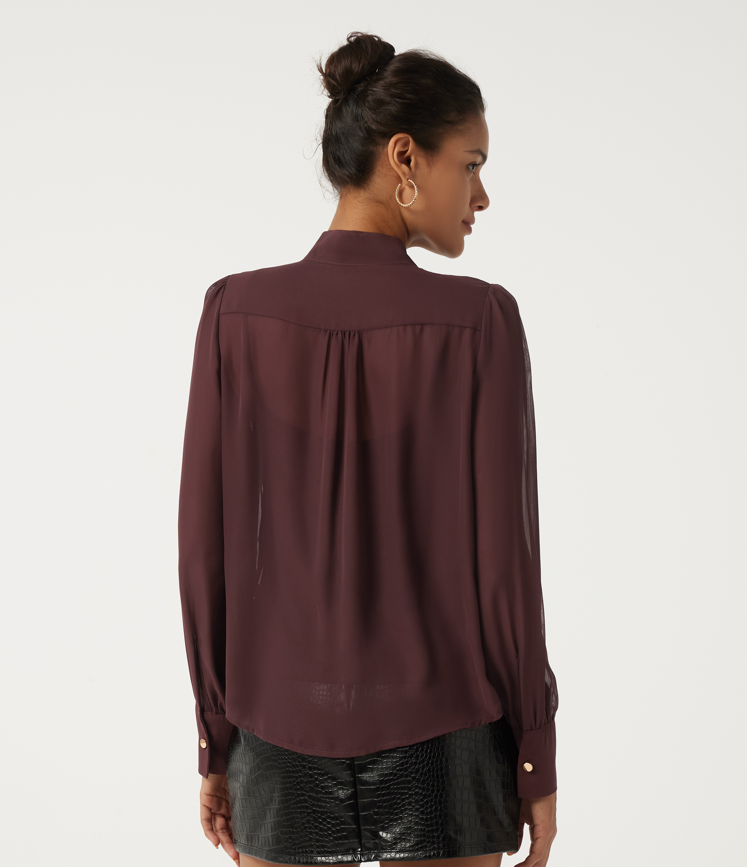 Windsor Wine Long Sleeve Tie Front 2-Piece Party Blouse / 2