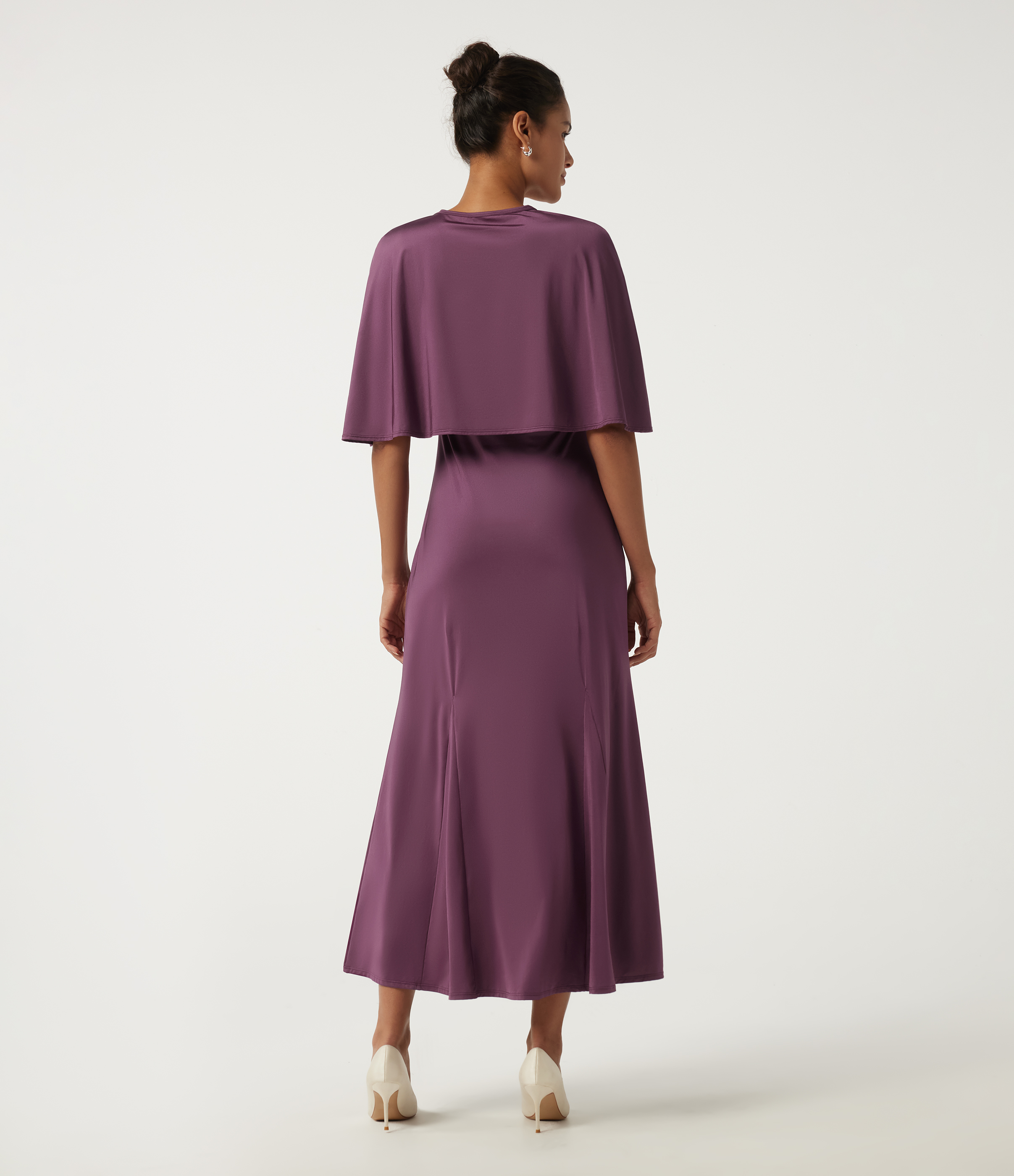 Amaranth Round Neck Sleeveless Cut Out A-Line Party Maxi Dress / 2