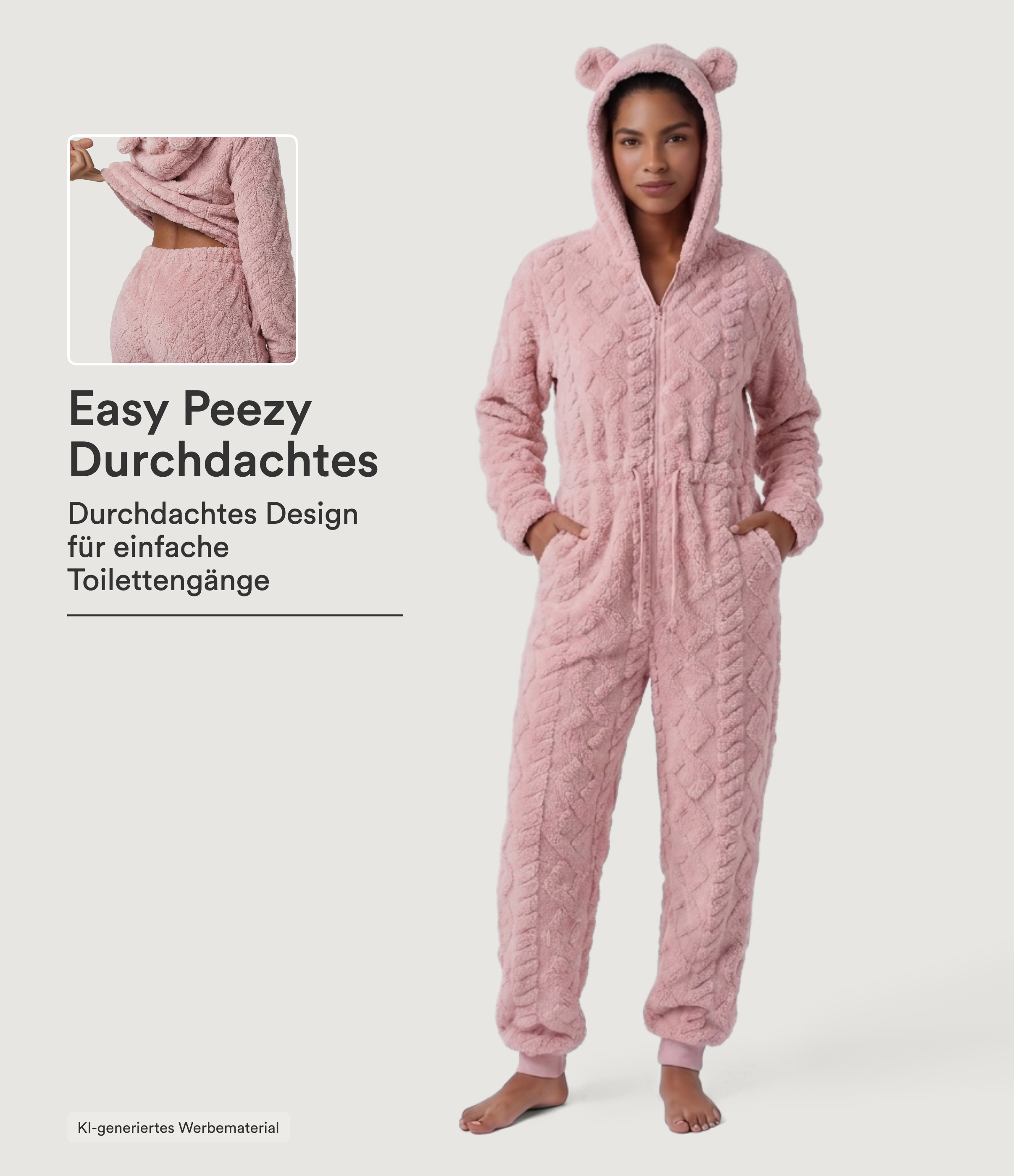 Lounge-Jumpsuit mit Kapuze, Seitentaschen und langen Ärmeln - Easy Peezy Edition