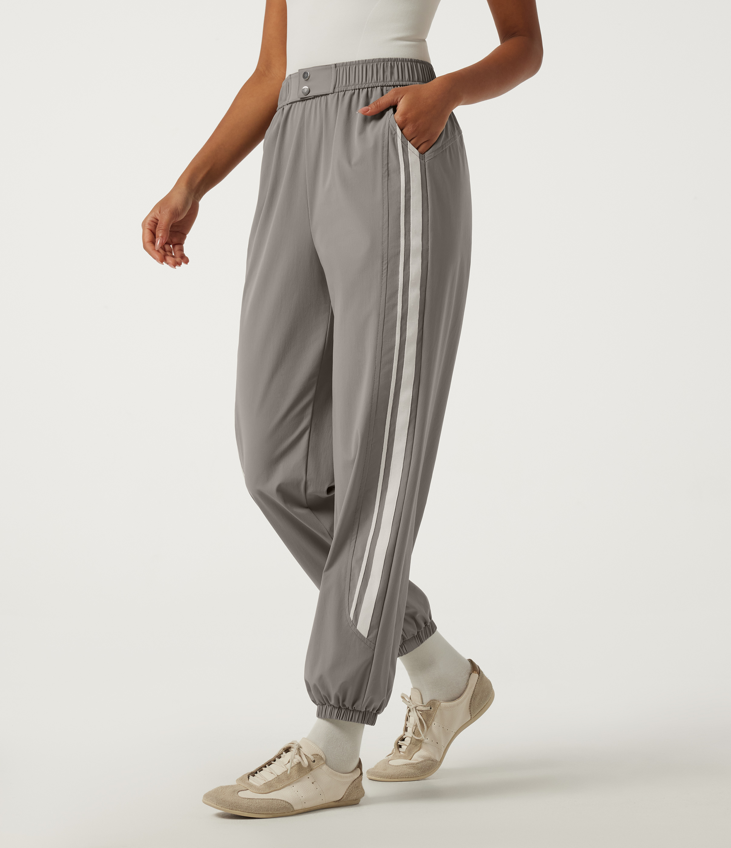 High Waisted Side Stripe Casual Joggers with Pockets