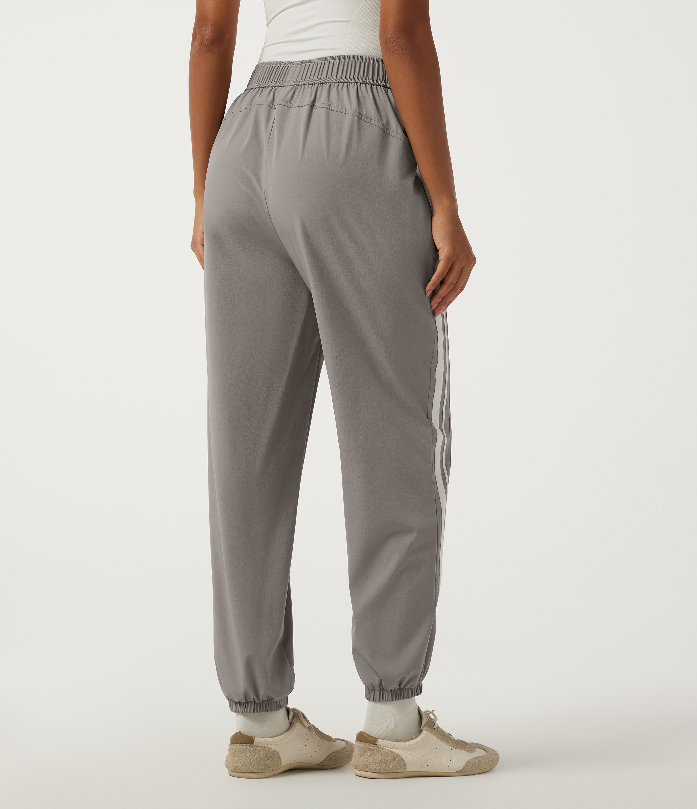 Limestone High Waisted Side Stripe Casual Joggers with Pockets / 2