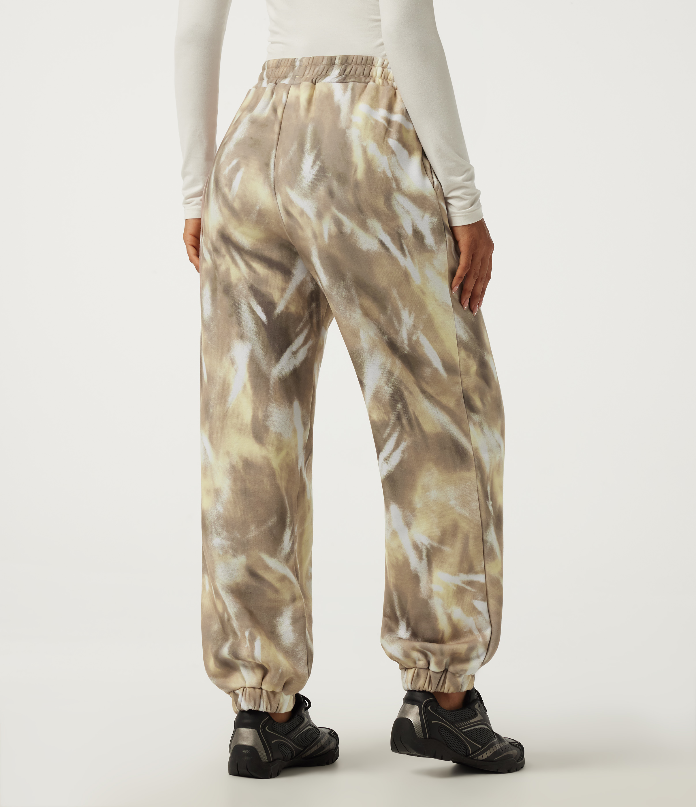 Oatmilk Marble High Waisted Casual Sweatpants with Pockets / 2