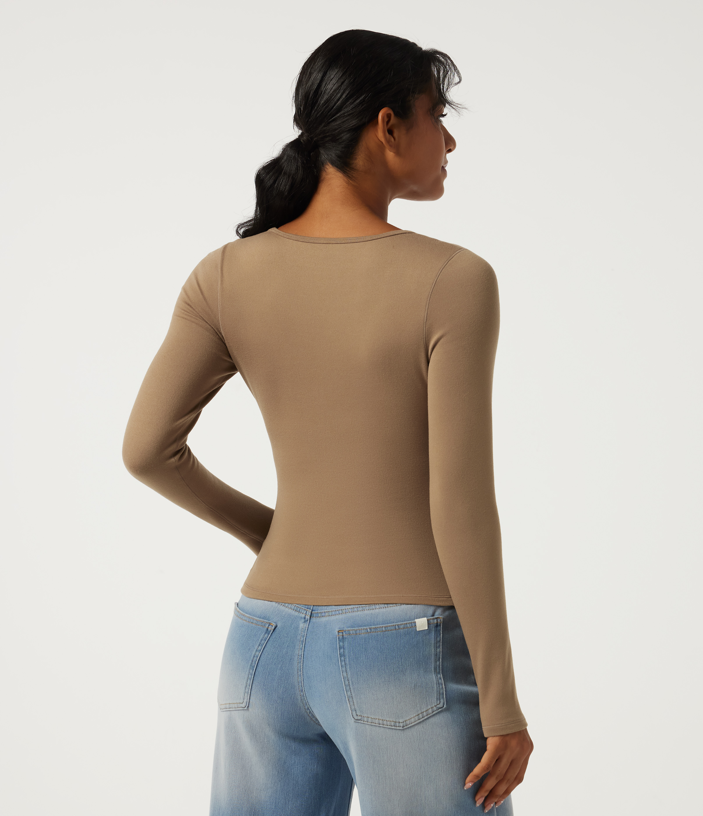 Amphora Casual-Top mit quadratischem Ausschnitt und langen Ärmeln, mit integriertem BH für Cup-Größen B-DD / 2