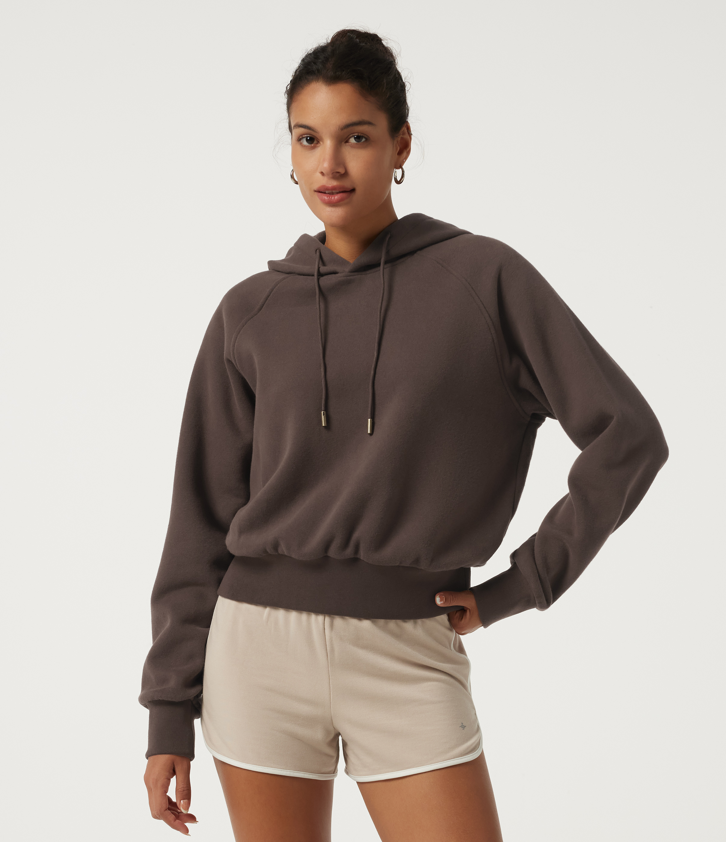 Raglan Long Sleeve Plain Casual Hoodie