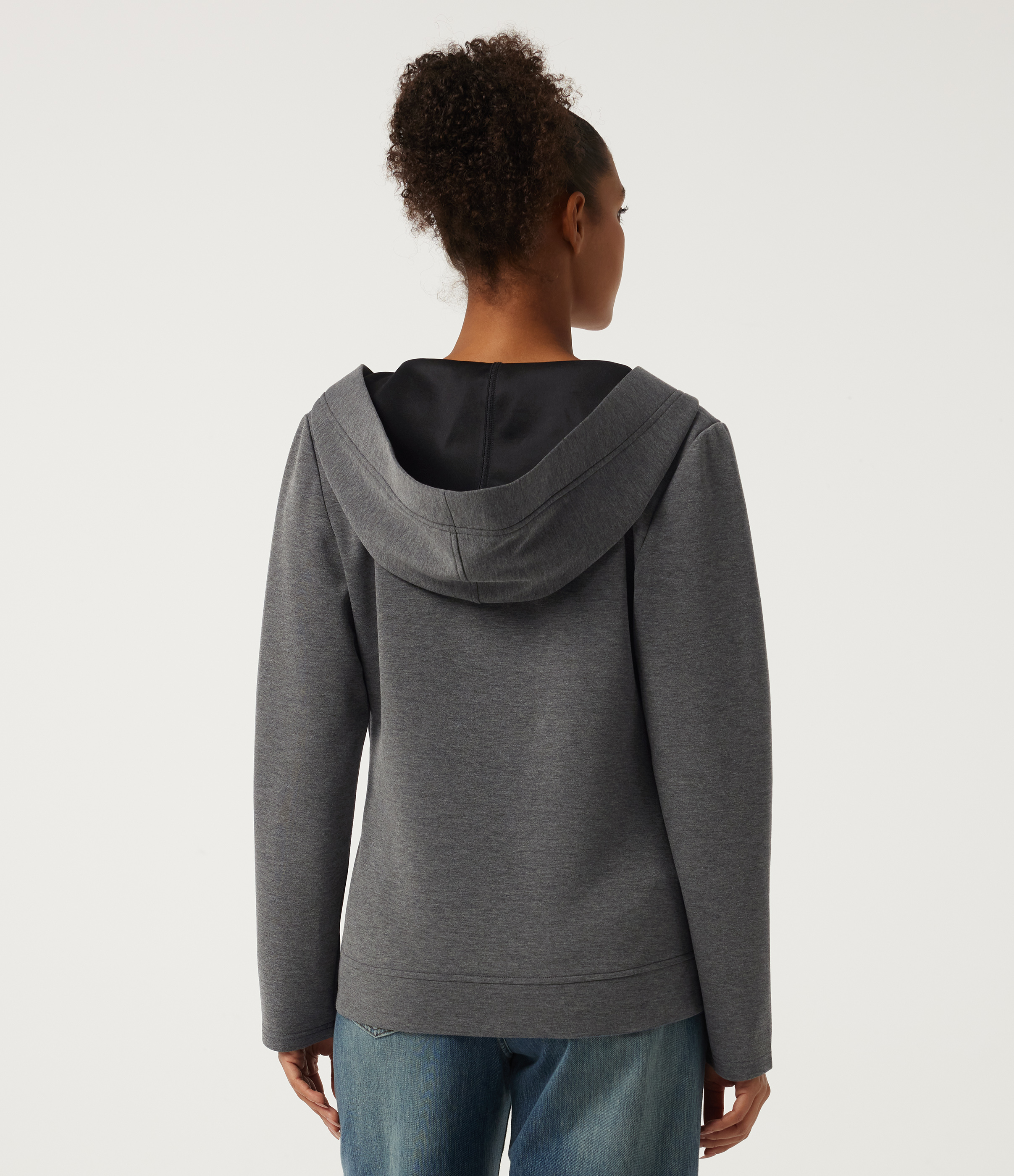 Mottled Cloud Grey Hooded Long Sleeve Casual Coat with Pockets / 2