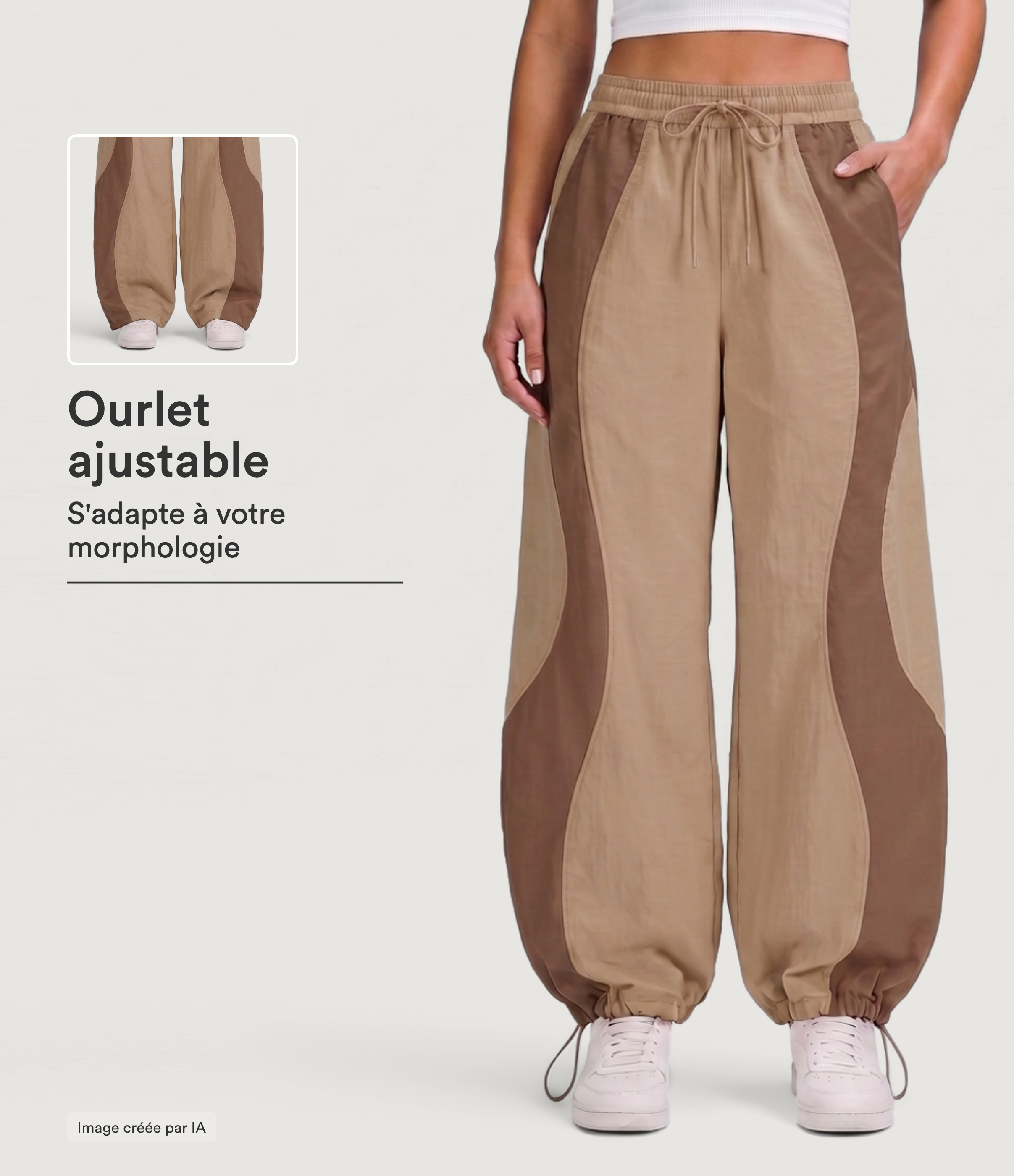 Casual pants with a high waist, side pockets, drawstring, color block and InstantCool - quick-drying, UPF40+