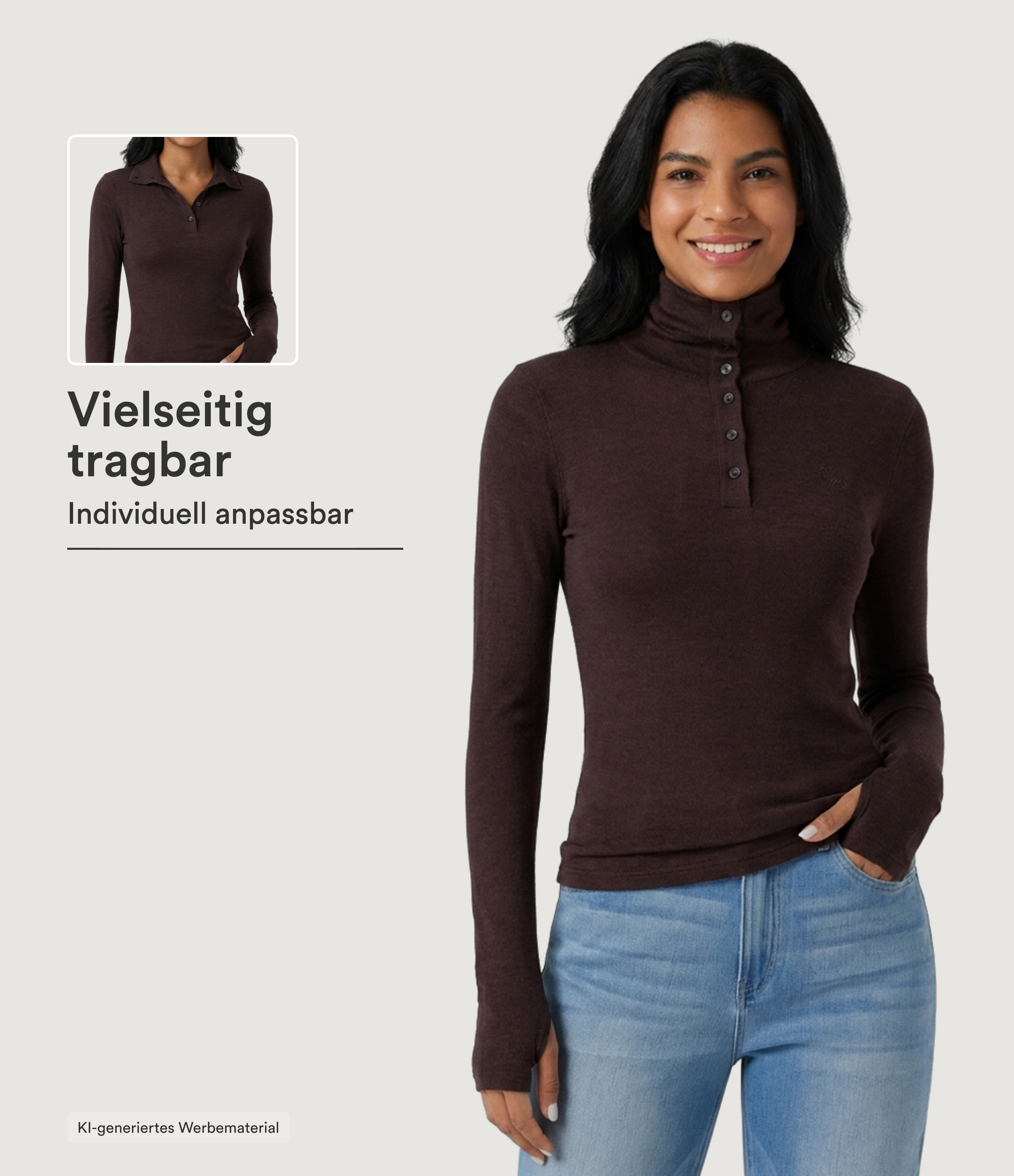 Lässiges Top aus geripptem Strick mit langen Ärmeln