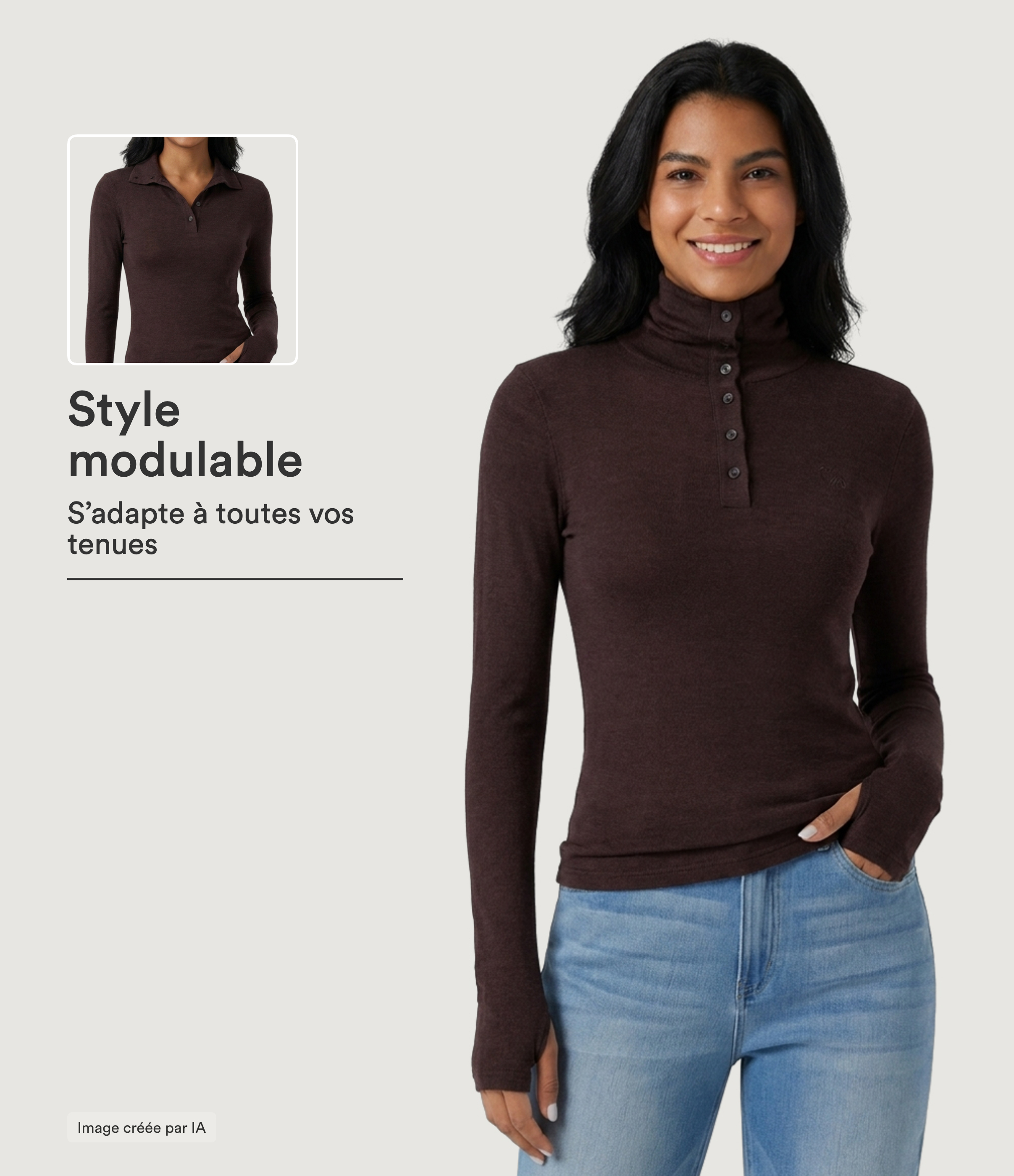 Casual ribbed knit top with long sleeves
